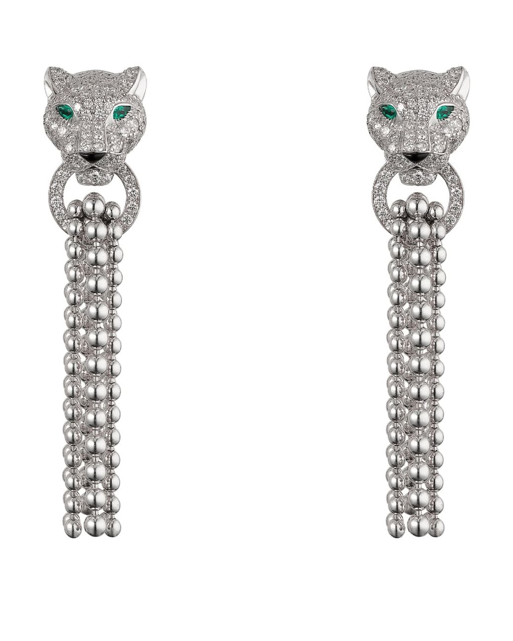 Cartier White And Diamond Panthère De Tassel Earrings