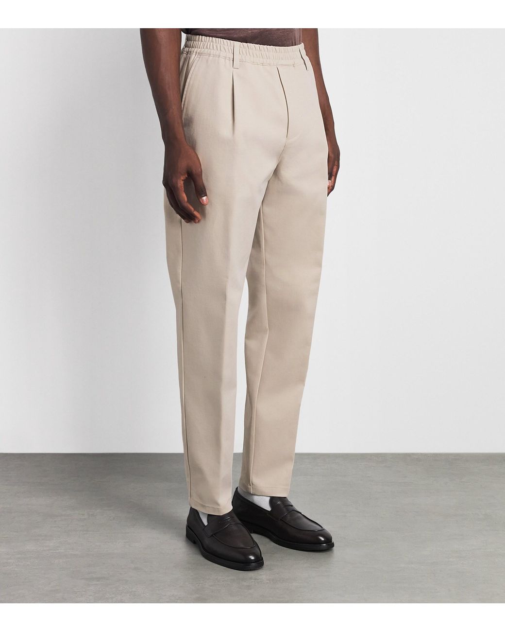 Eleventy Natural Stretch-Cotton Elasticated Trousers for men