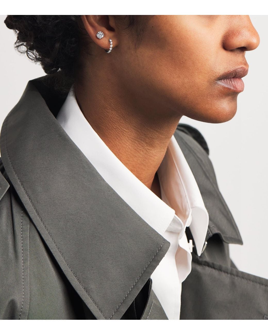 Harrods White And Diamond Hoop Earrings