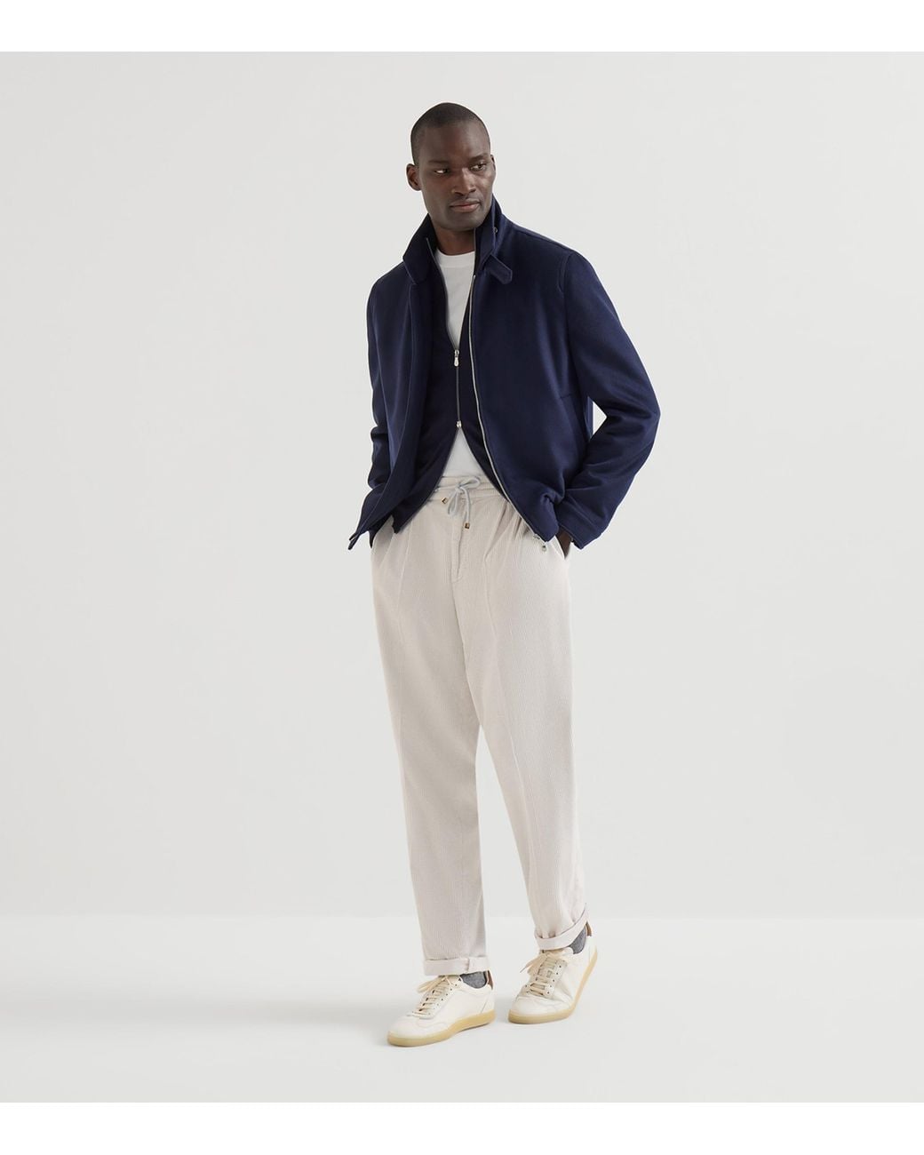 Brunello Cucinelli Blue Cashmere-Silk Cardigan for men