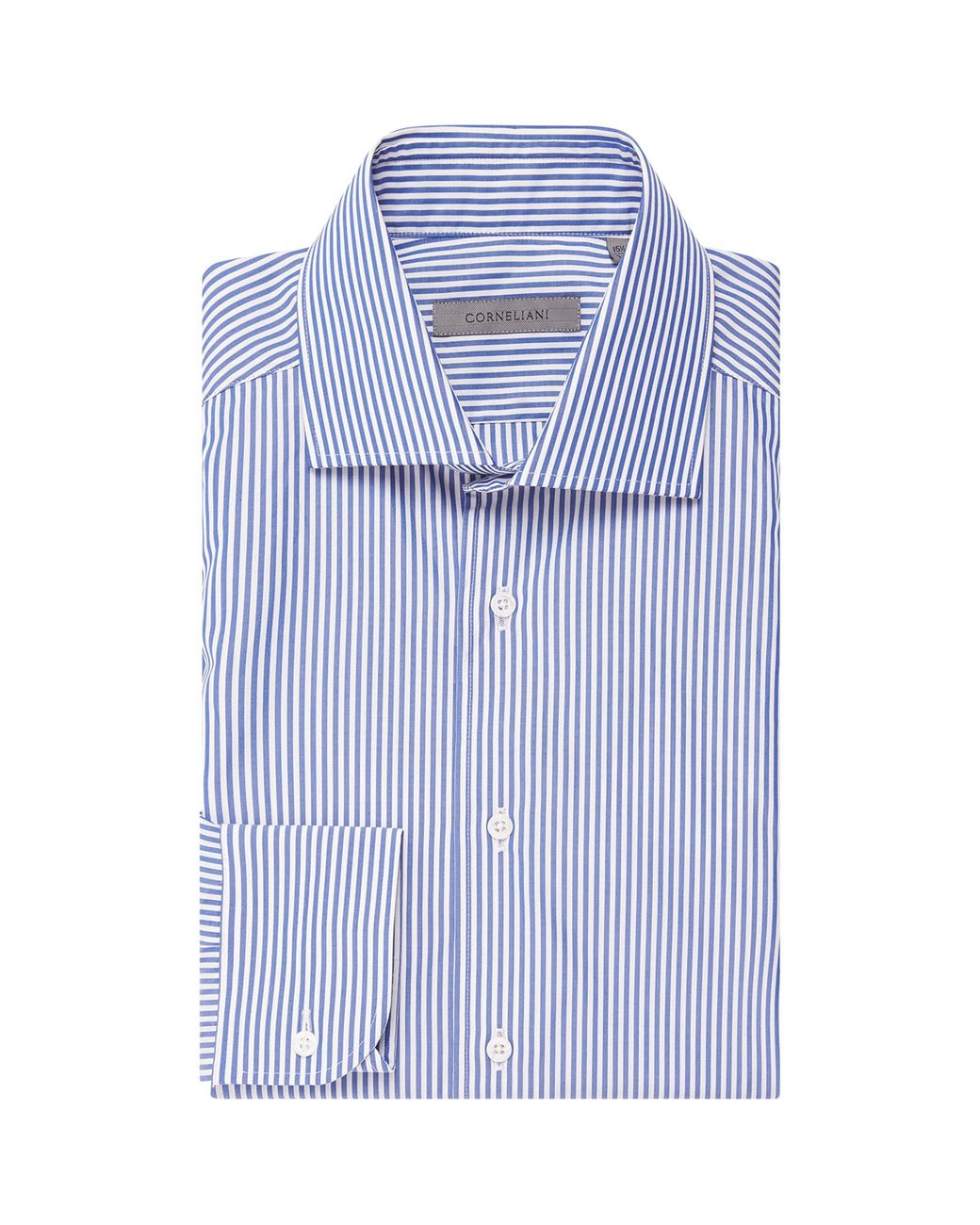 Corneliani Blue Cotton Stripe Shirt for men