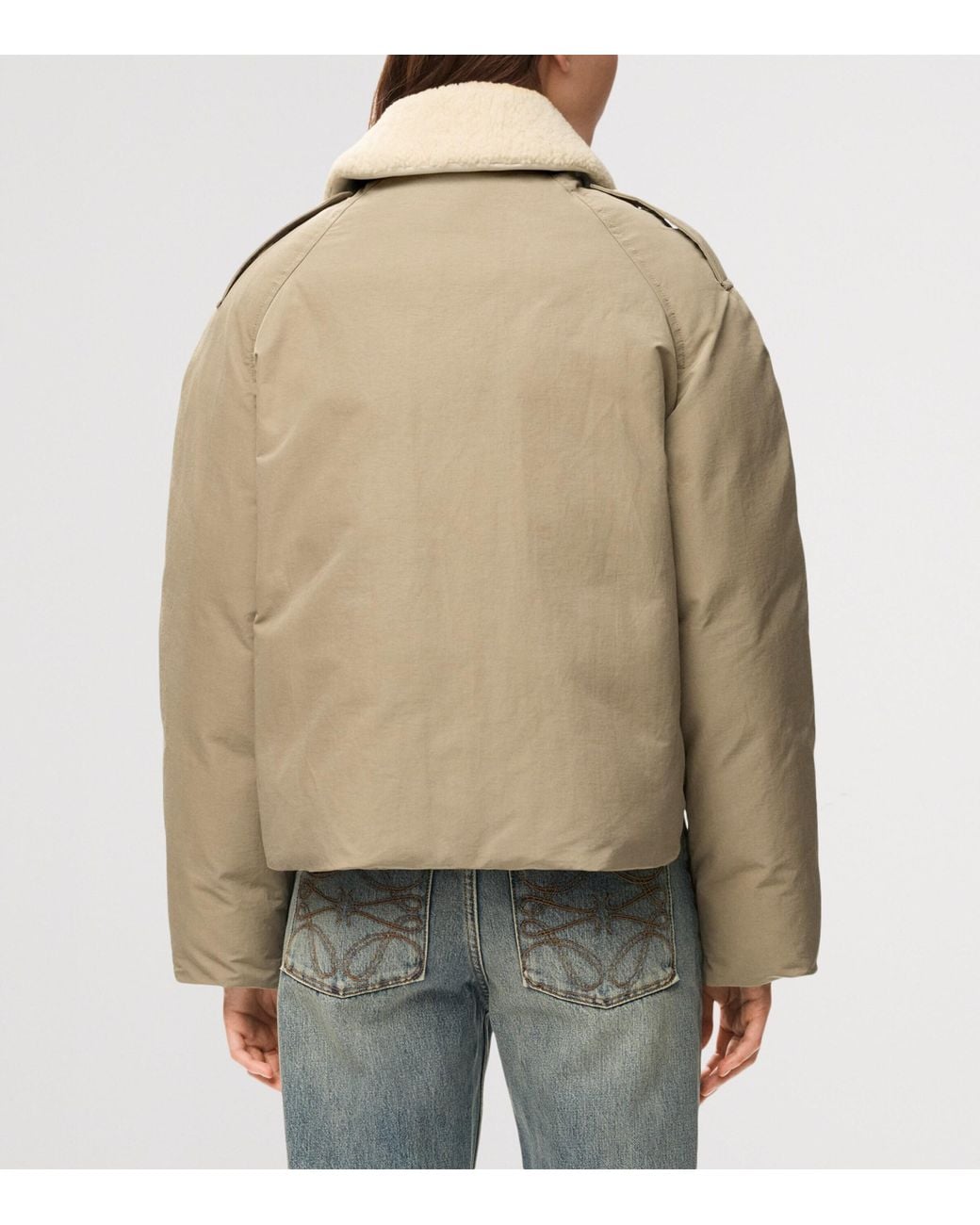 Loewe Natural Technical Shearling-Collar Jacket