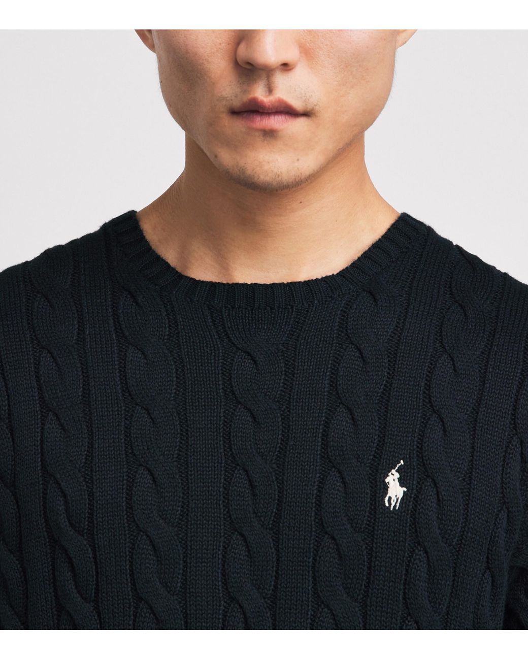 Polo Ralph Lauren Blue Cotton Cable-Knit Polo Pony Sweater for men