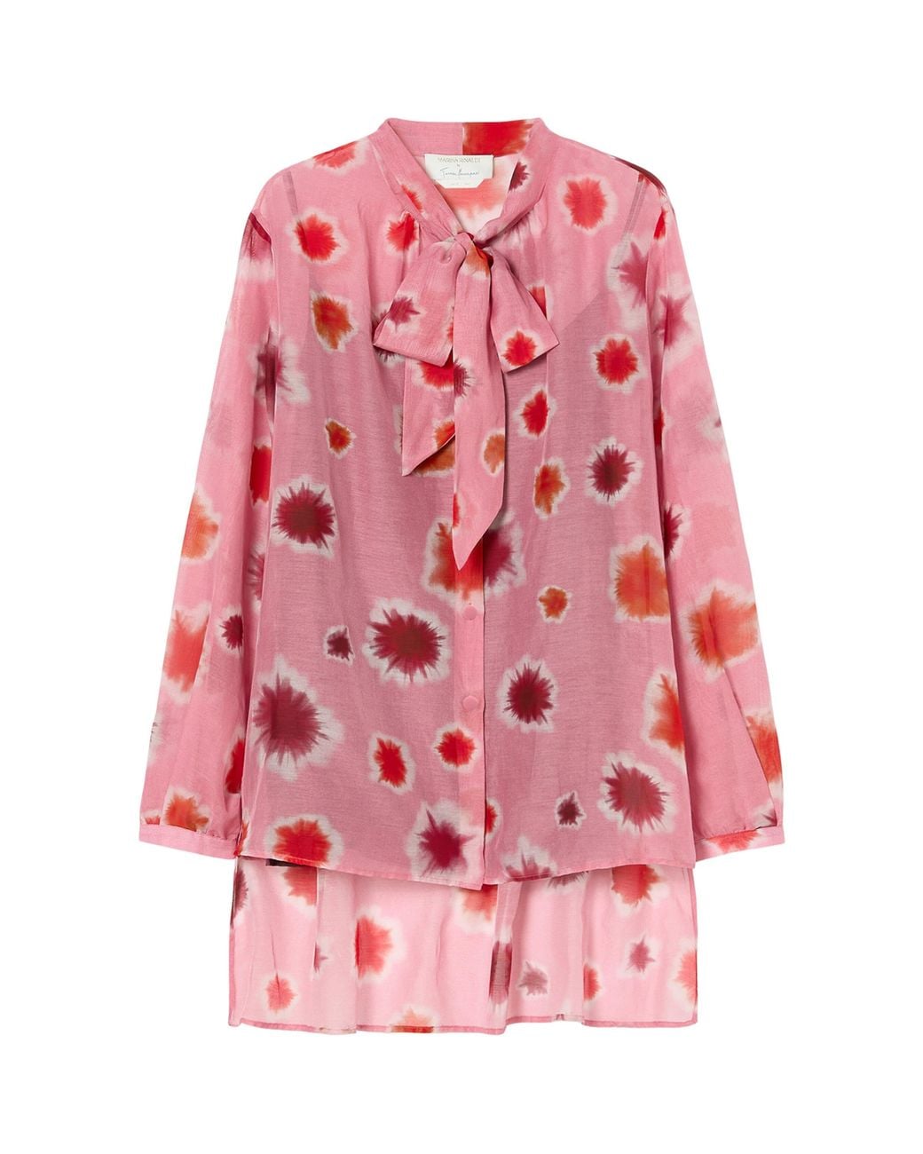 Marina Rinaldi Pink Cotton-Silk Printed Blouse