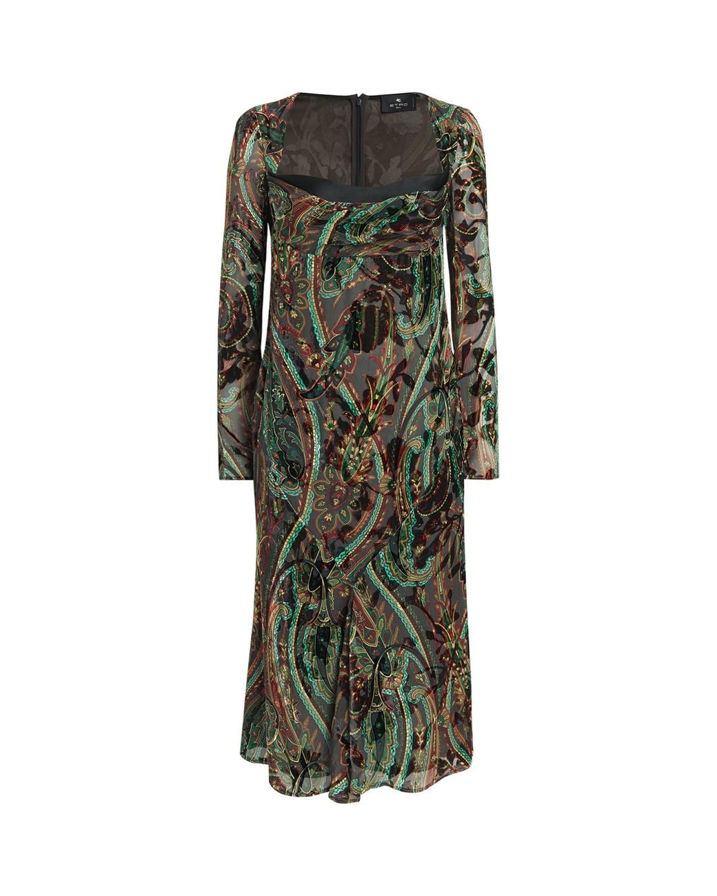 Etro Green Cowl-Neck Midi Dress