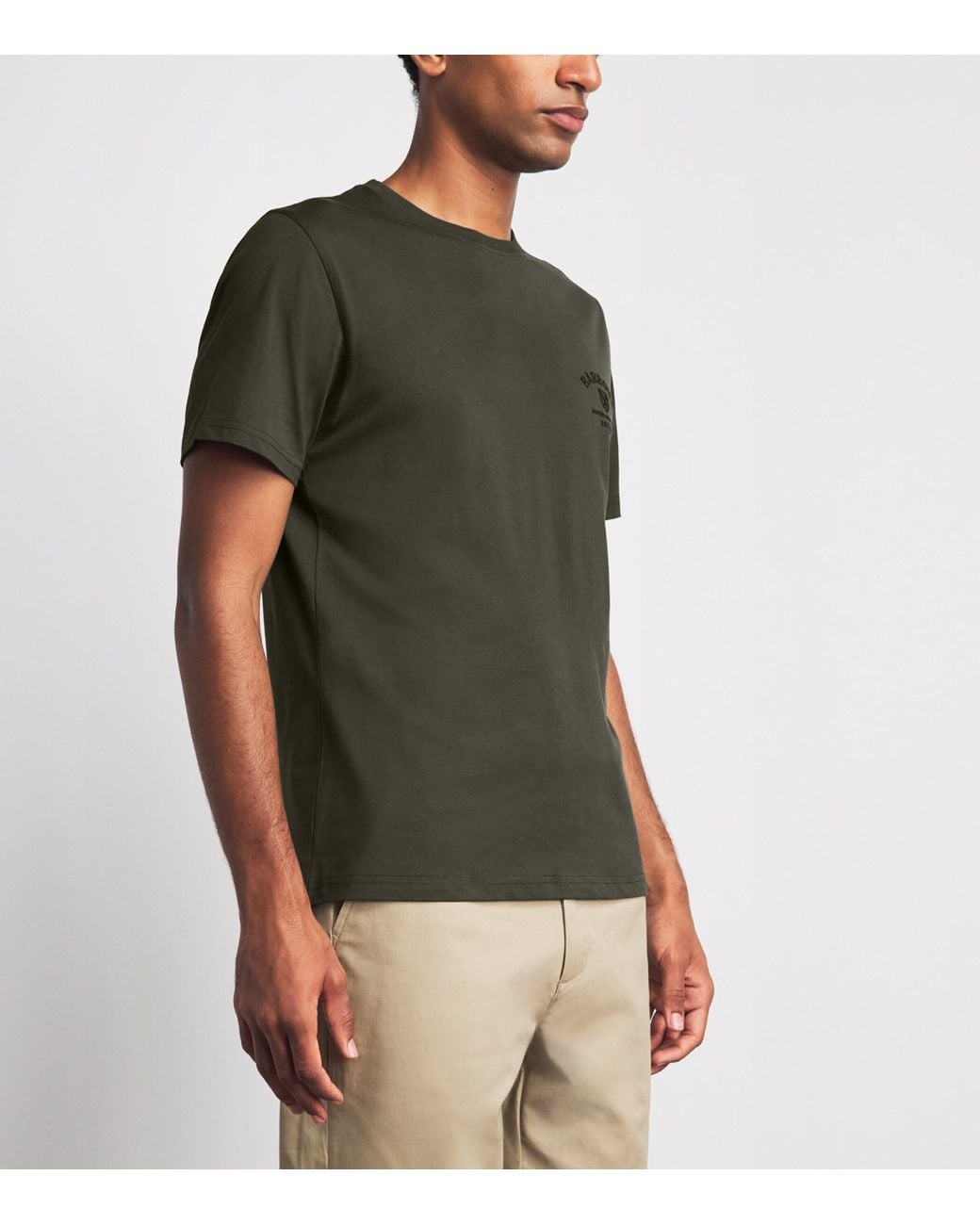Barbour Green Cotton Embroidered Crest T-Shirt for men