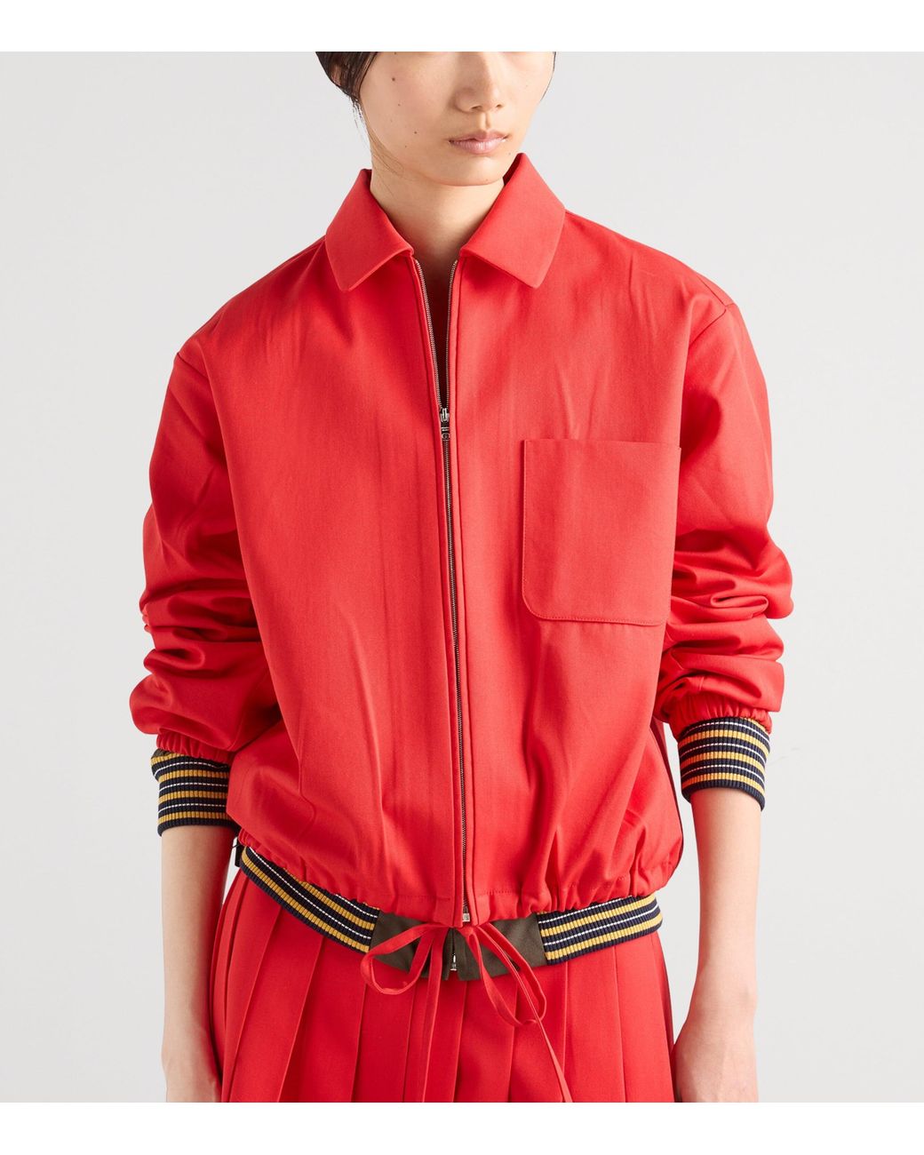 Prada Red Gabardine Blouson Jacket