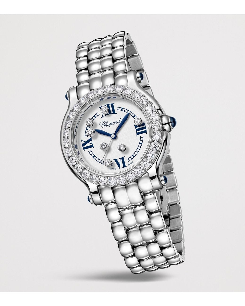 Chopard Metallic Stainless Steel And Diamond Happy Sport Watch