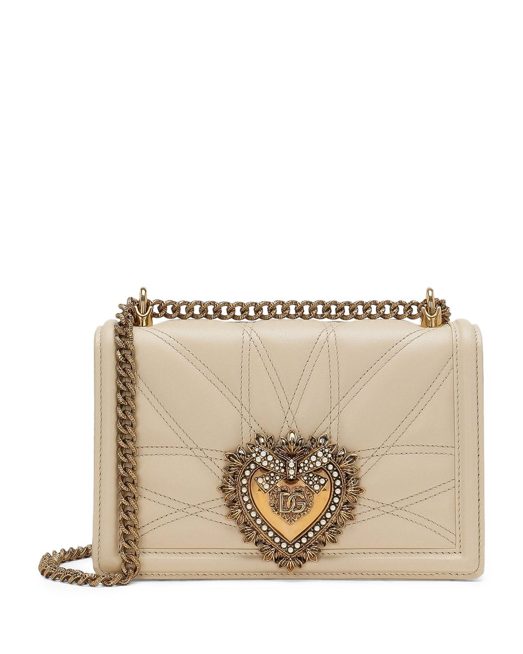 Dolce & Gabbana Natural Leather Devotion Shoulder Bag