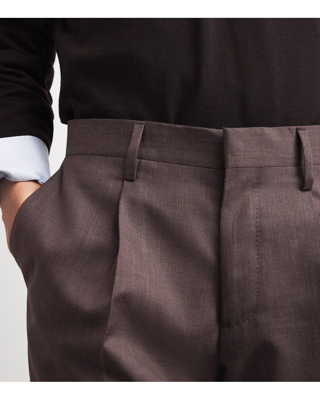 Lardini Brown Virgin Wool-Blend Straight Trousers for men