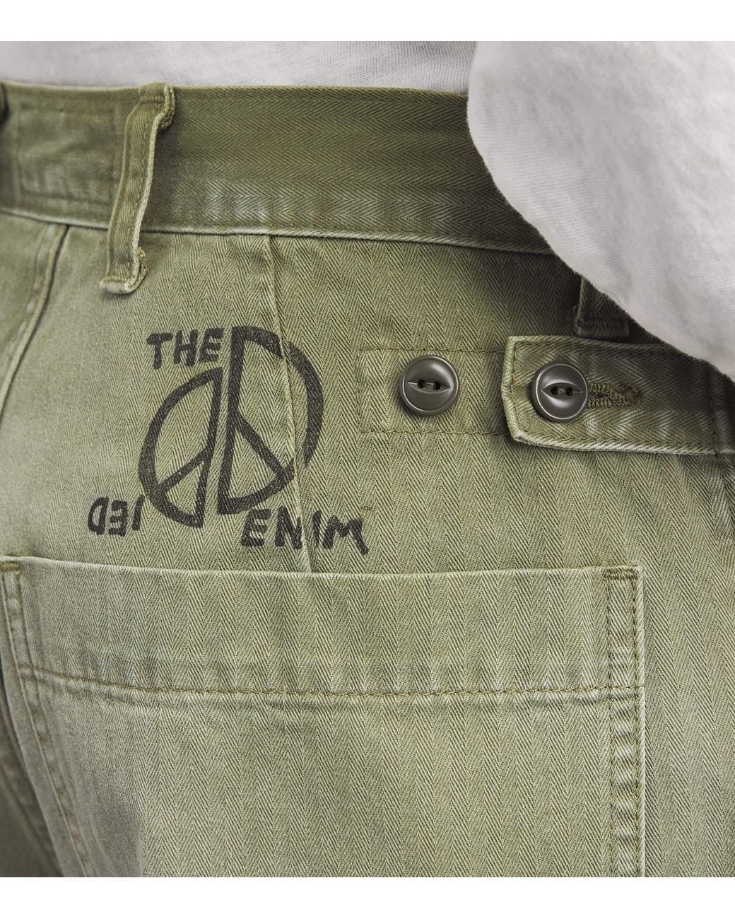 Kapital Green Fatigue Herringbone Baggie Jeans for men