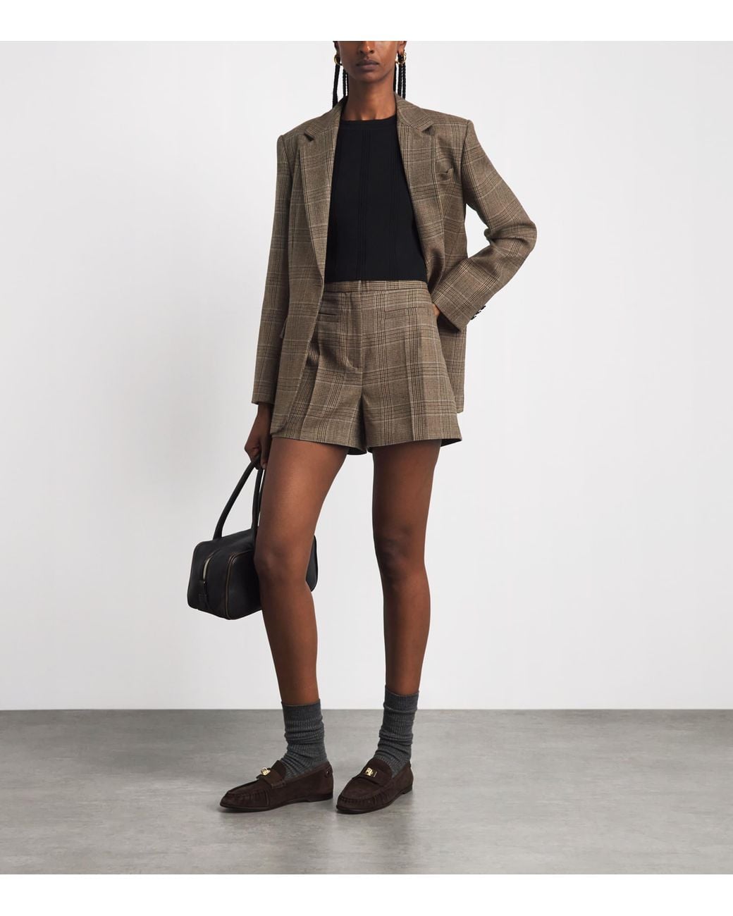 Sandro Gray Wool Check Shorts
