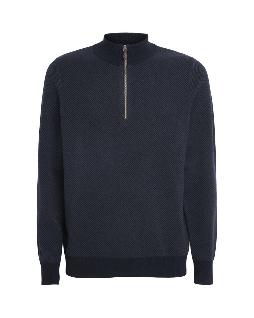 N.Peal Cashmere Blue Cashmere Quarter-Zip Temple Sweater for men