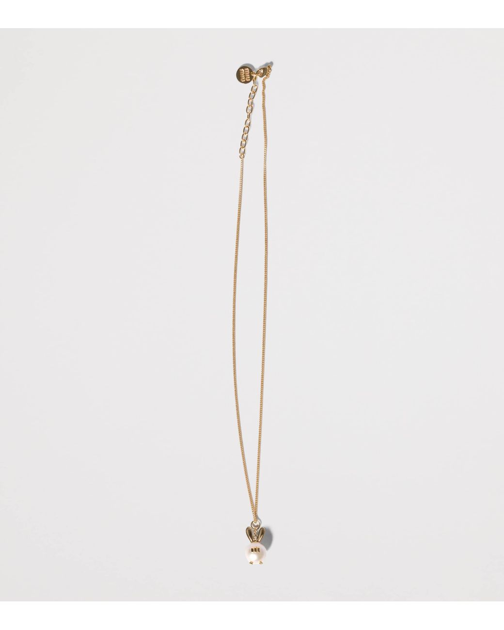 Miu Miu Metallic Pearlised Bunny Pendant Necklace
