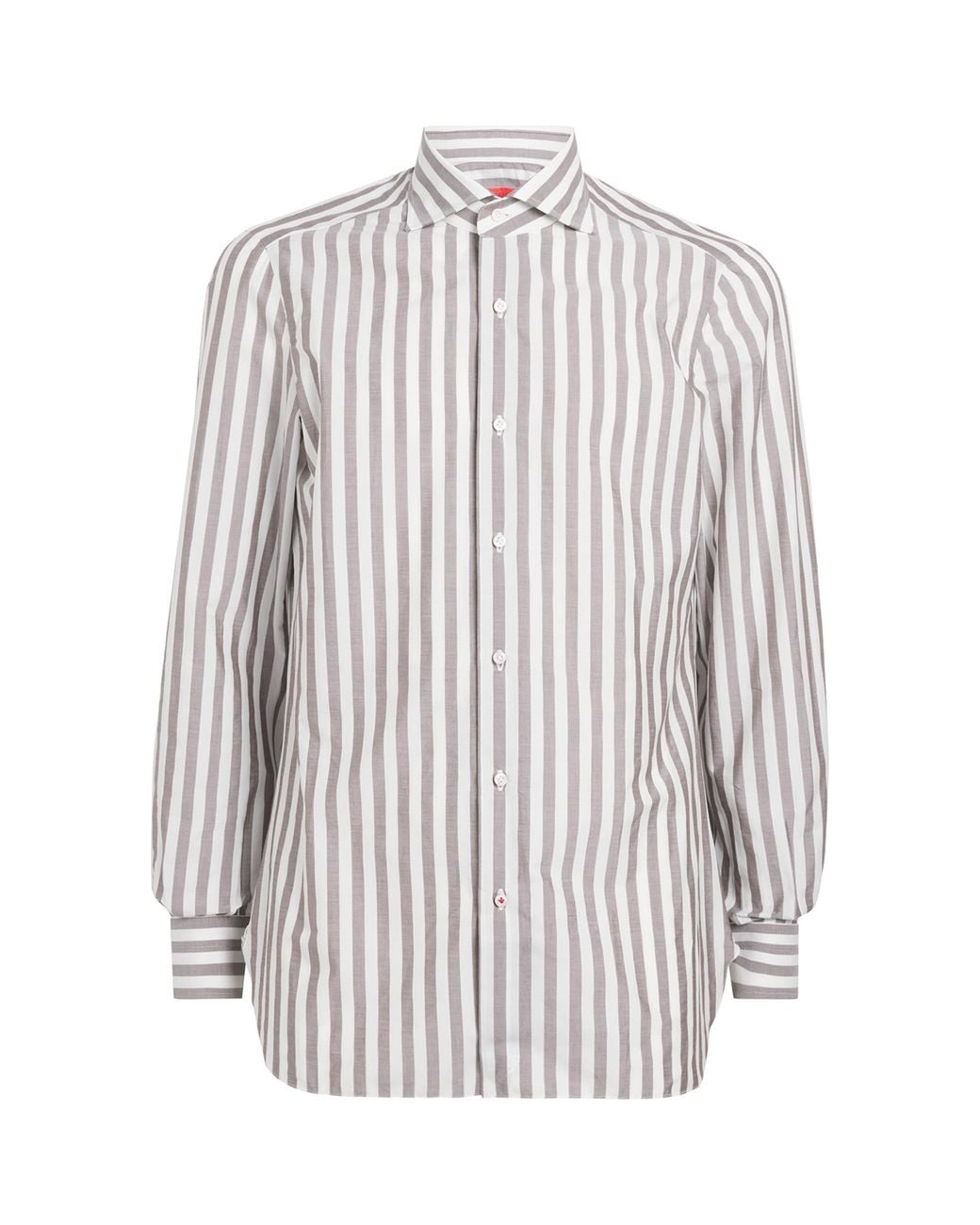 Isaia White Cotton Stripe Dress Shirt for men