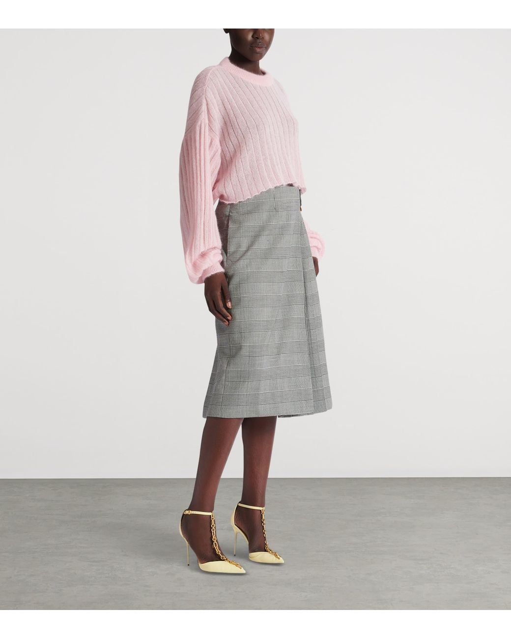 Balmain Pink Mohair-Silk Cropped Sweater