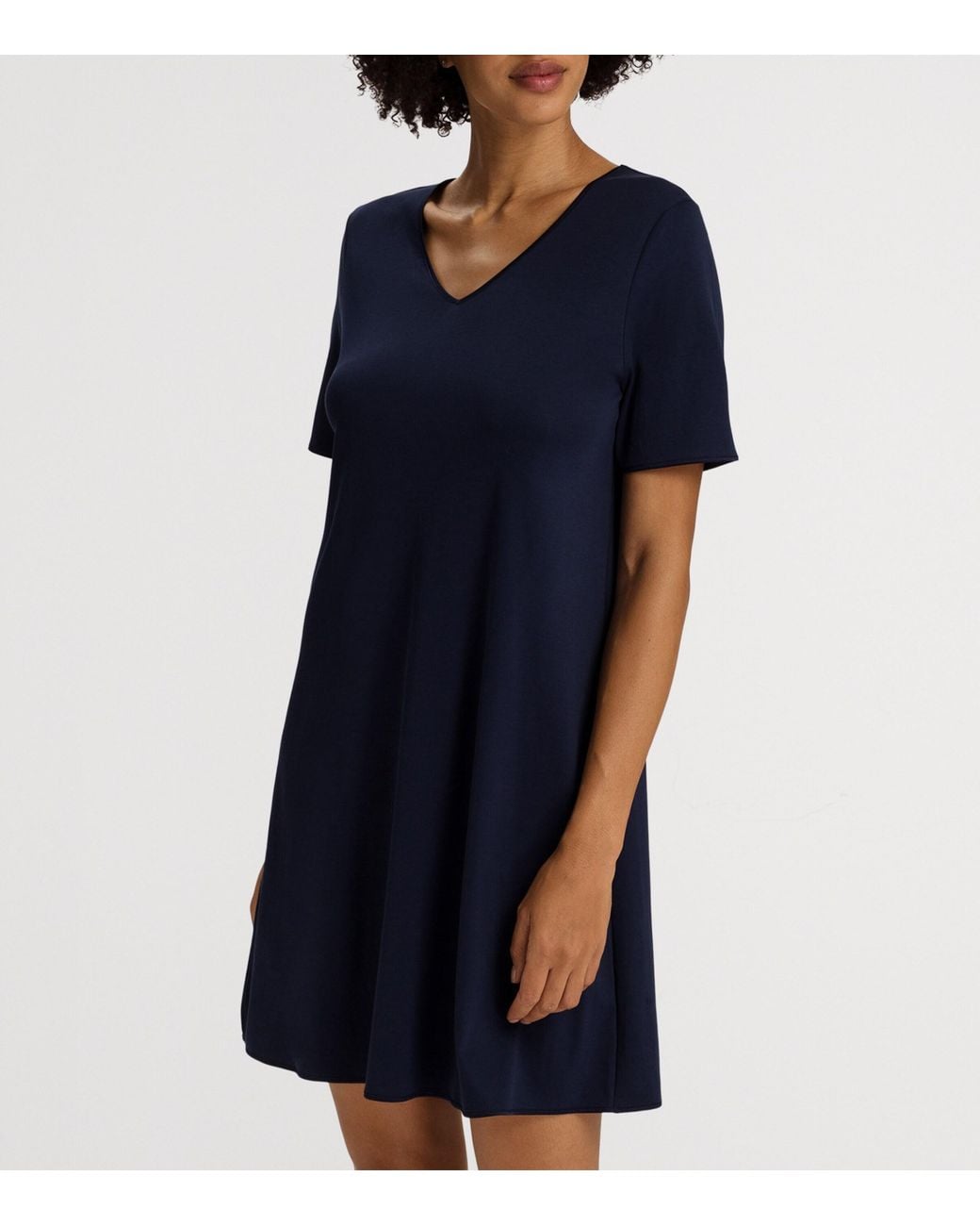 Hanro Blue Cotton Short-Sleeve Nightdress