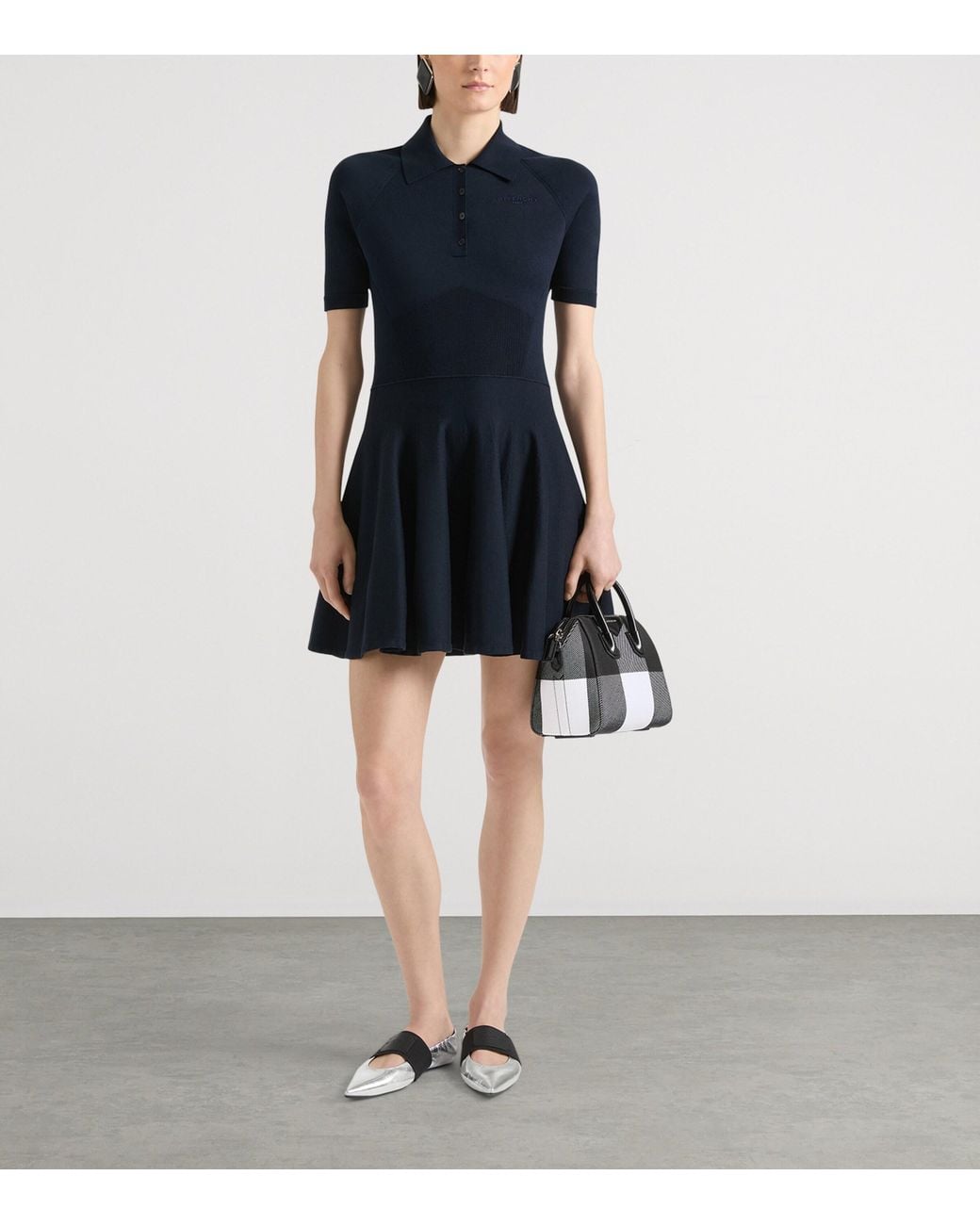 Givenchy Blue Knitted Mini Polo Dress