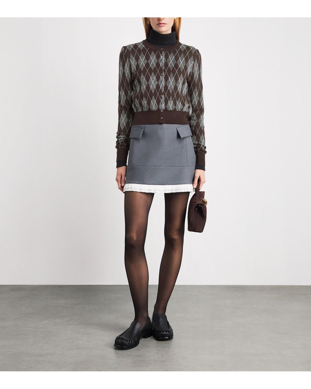 Claudie Pierlot Black Metallic Argyle Cardigan