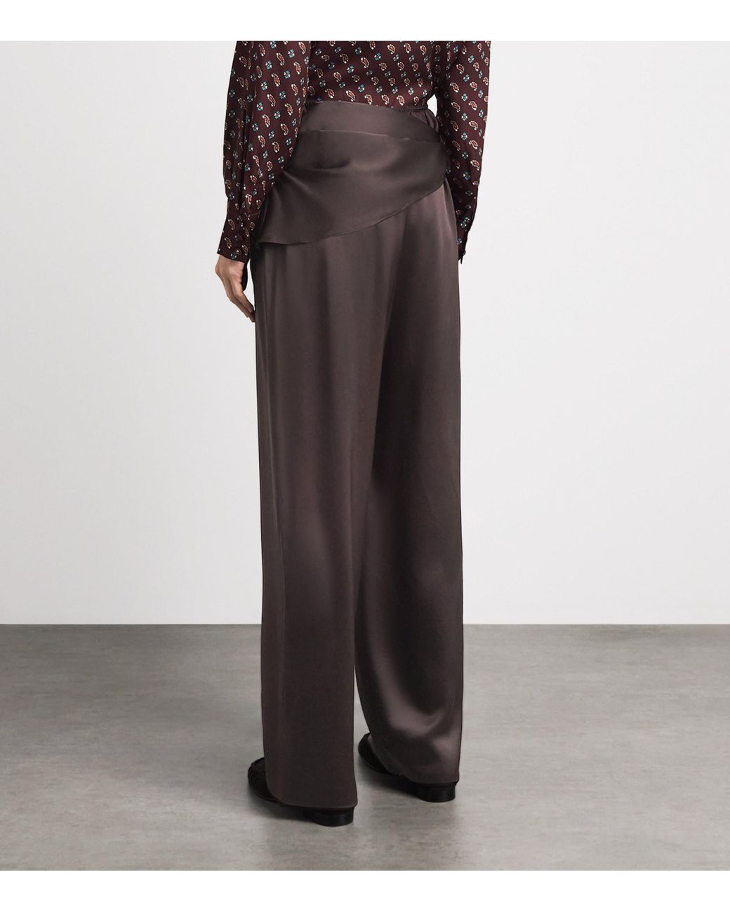 Doen Brown Silk Lavona Scarf Trousers