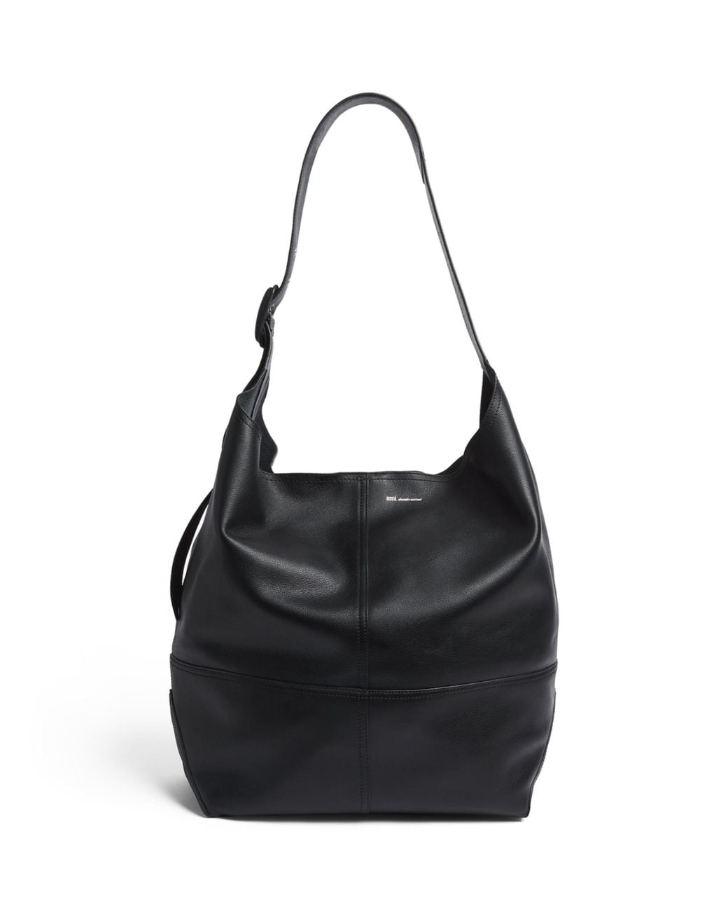 AMI Black Leather Etienne Tote Bag