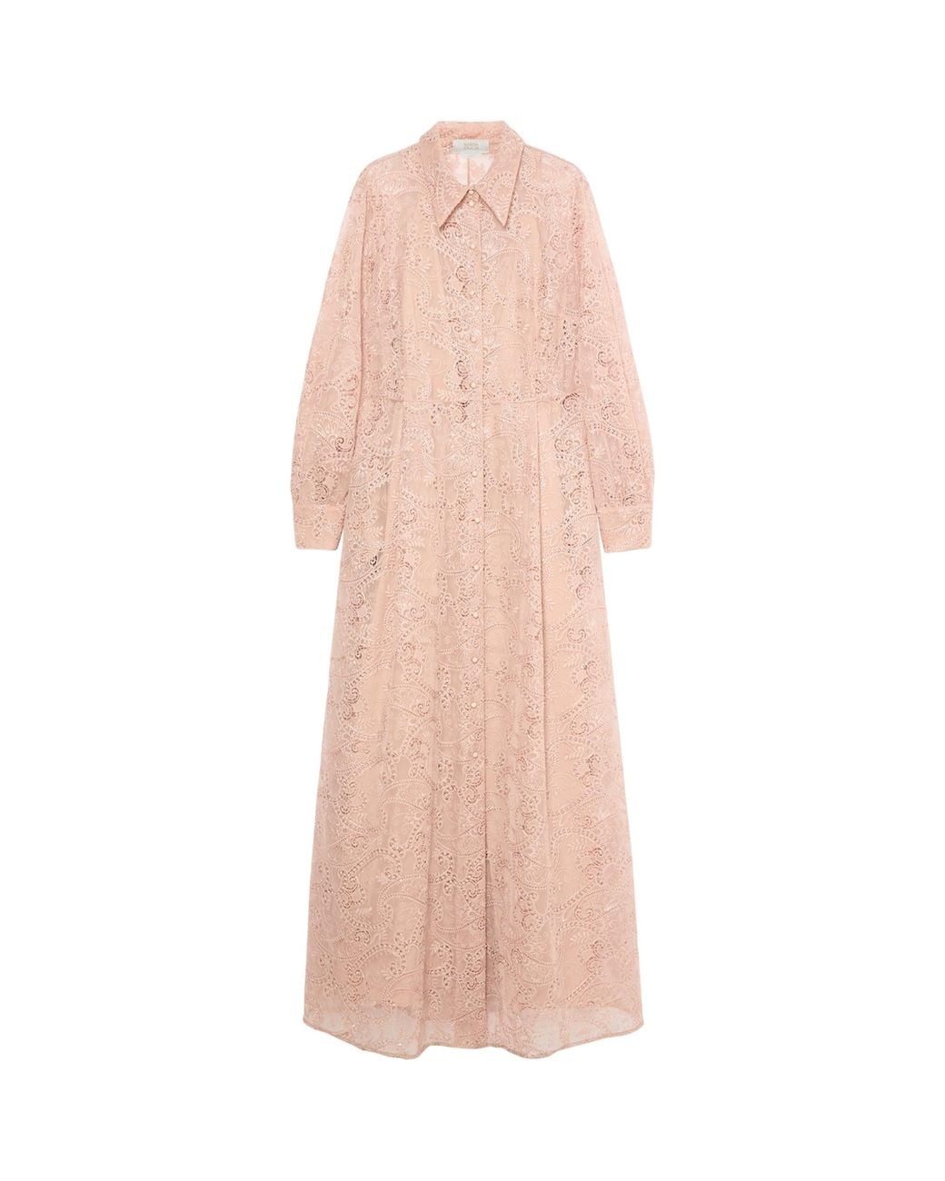 Marina Rinaldi Pink Embroidered Maxi Shirt Dress