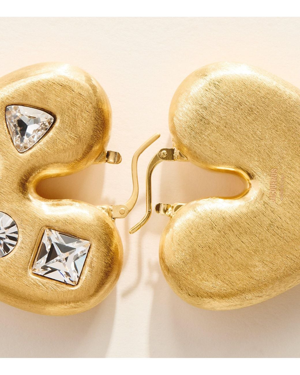 Jacquemus Metallic Crystal-Embellished Heart Earrings