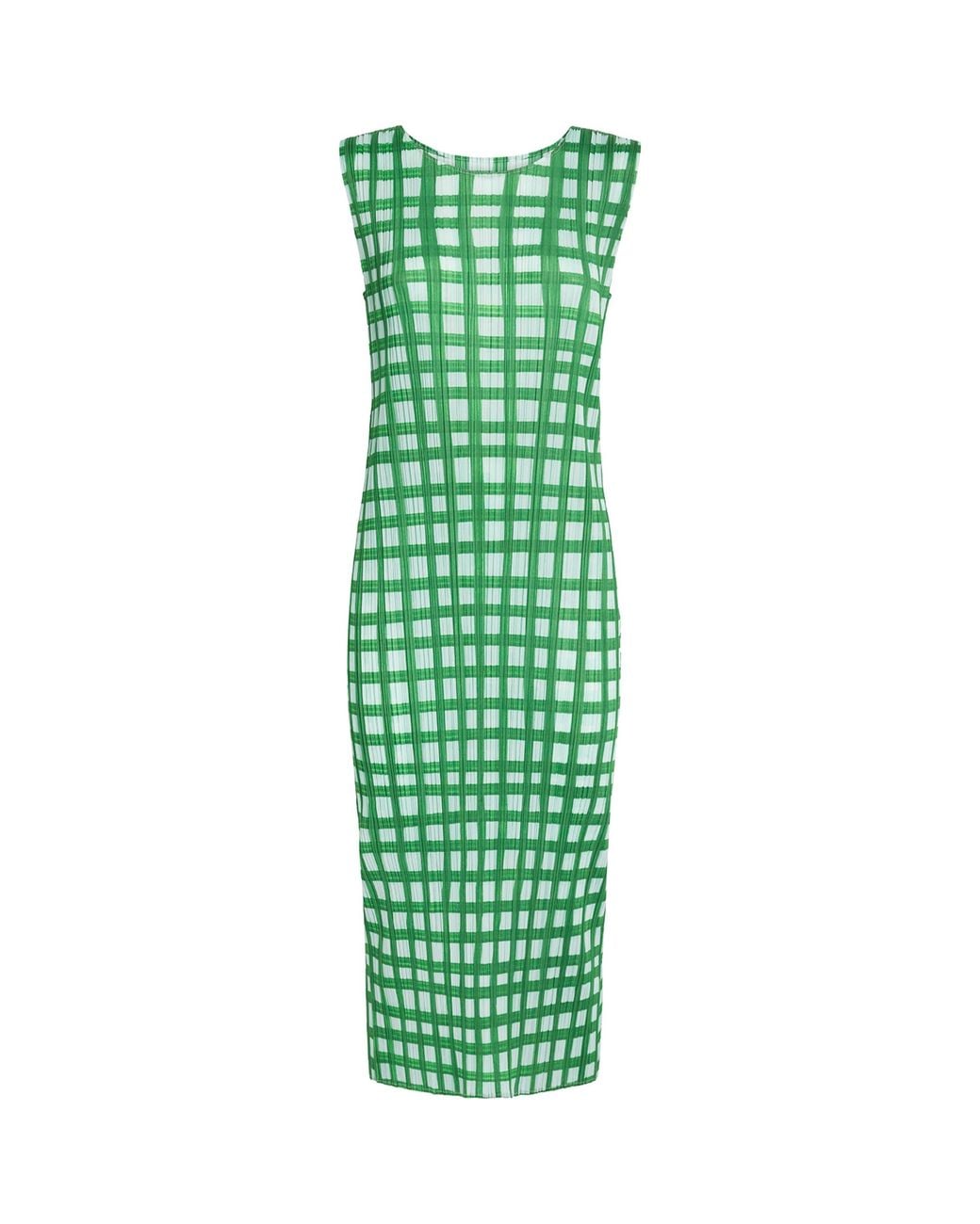 Pleats Please Issey Miyake Green Basket Midi Dress
