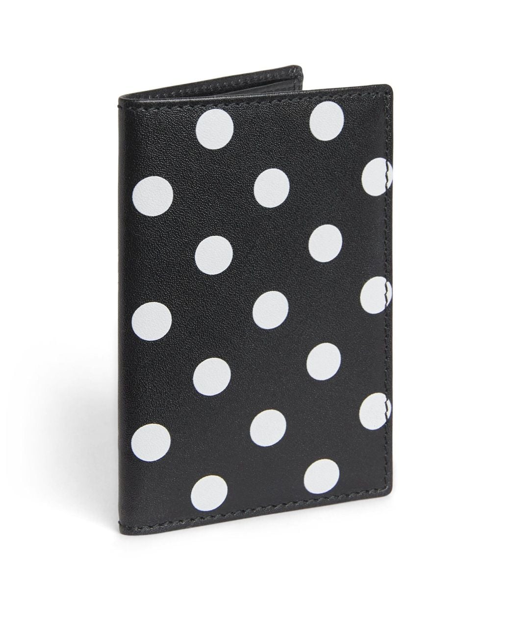Comme des Garçons Black Leather Polka-Dot Card Holder for men