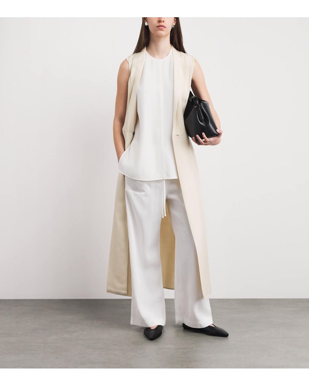 Totême  White Woven Stripe Wide-Leg Trousers