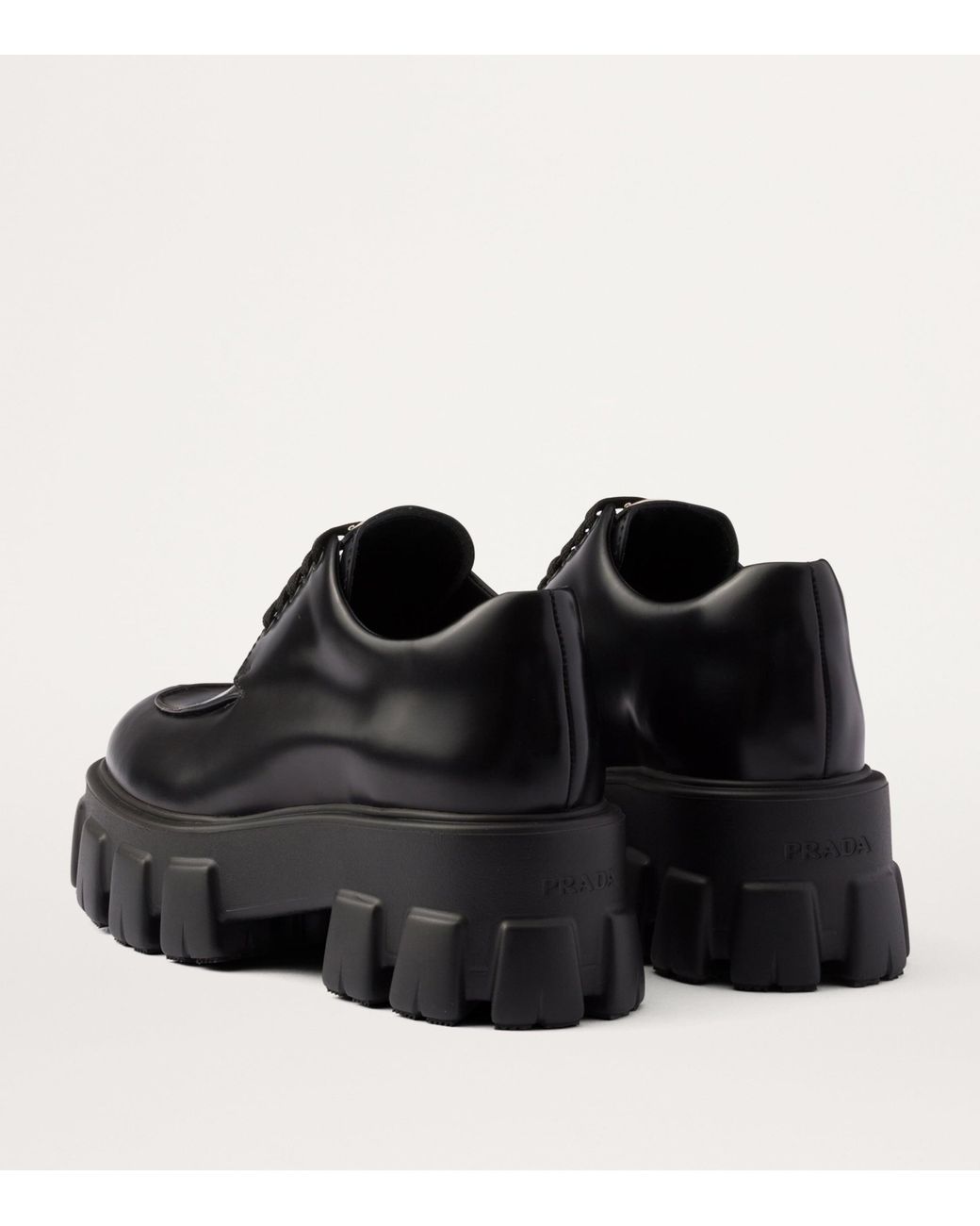 Prada Black Monolith Lace-Up Loafers 55