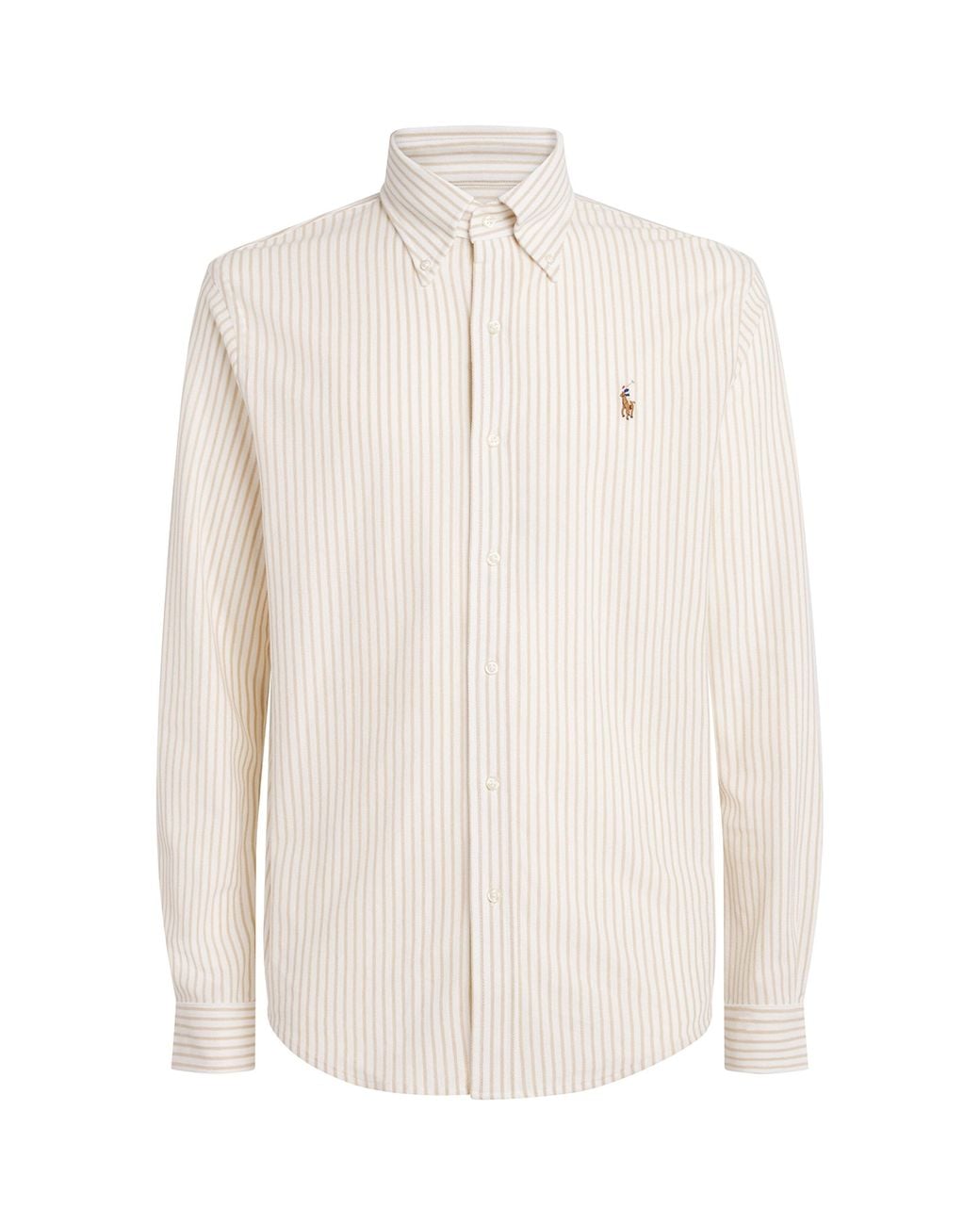 Polo Ralph Lauren White Cotton Mesh Stripe Oxford Shirt for men