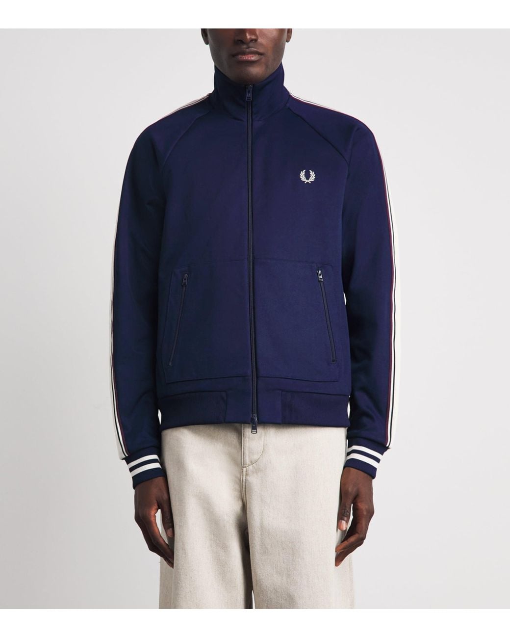 Fred Perry Embroidered Taped Track Jacket in Blue for Men | Lyst