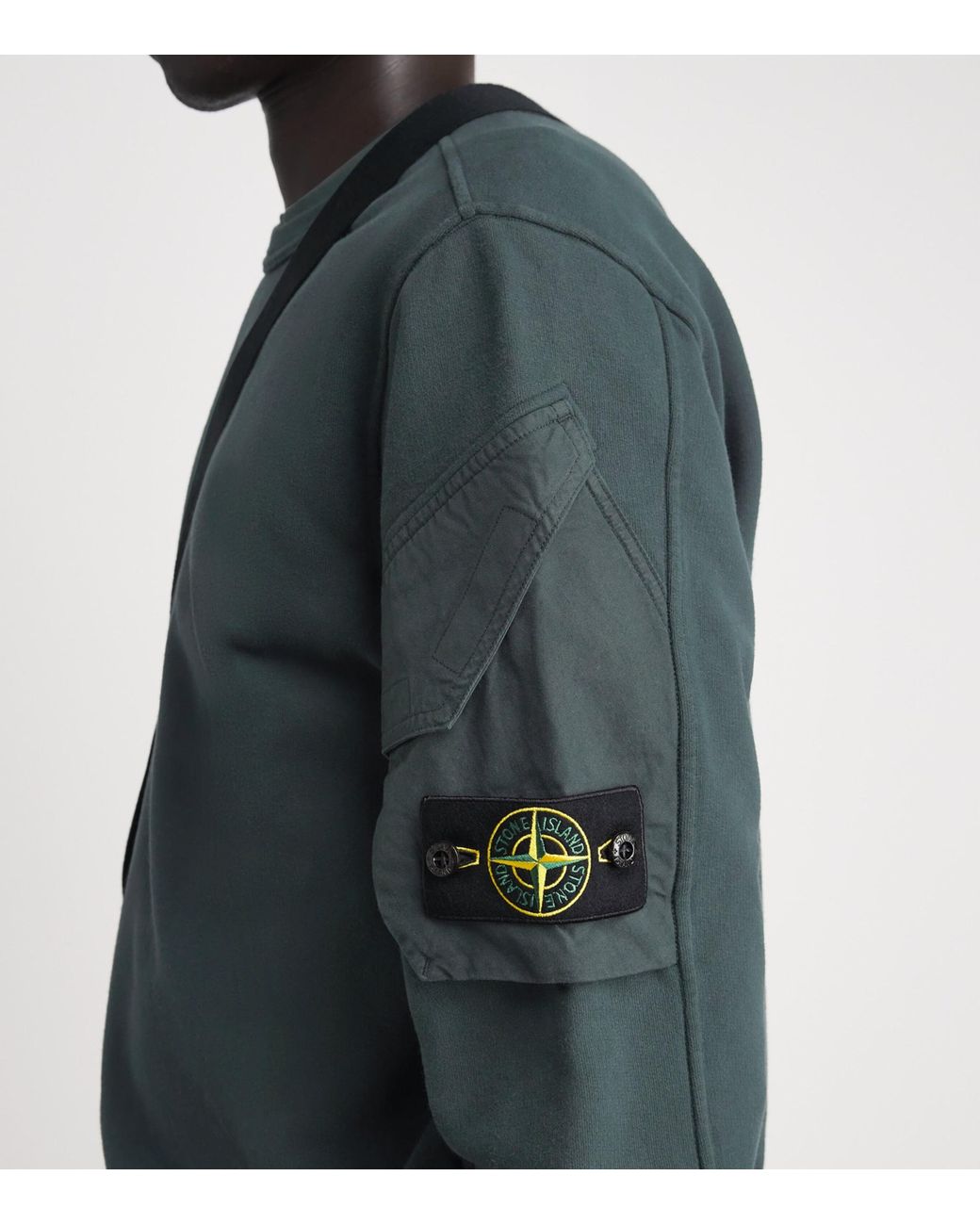 Stone Island Green Cotton Compass Pocket Sweatshirt for men
