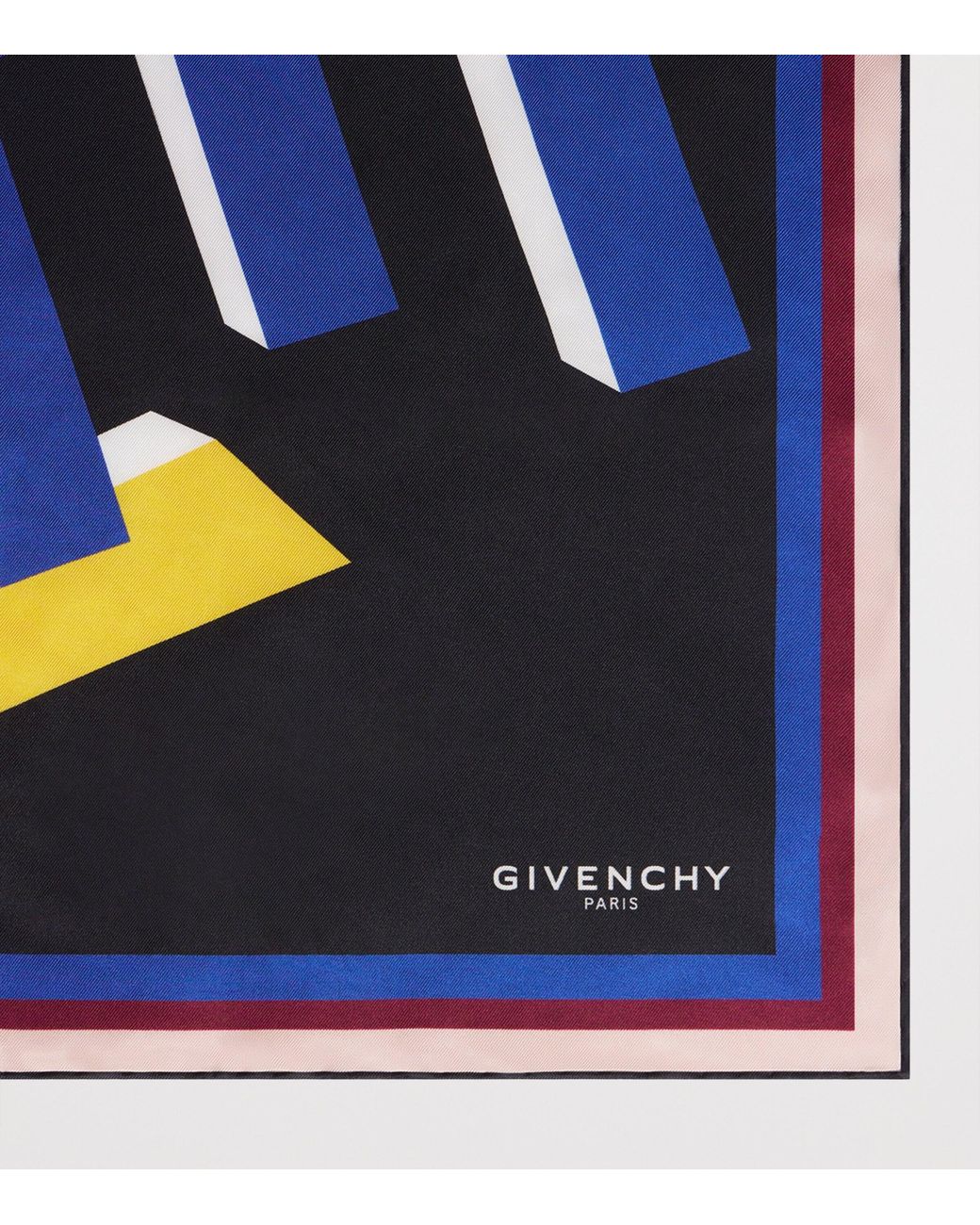 Givenchy Blue Silk Logo Print Scarf