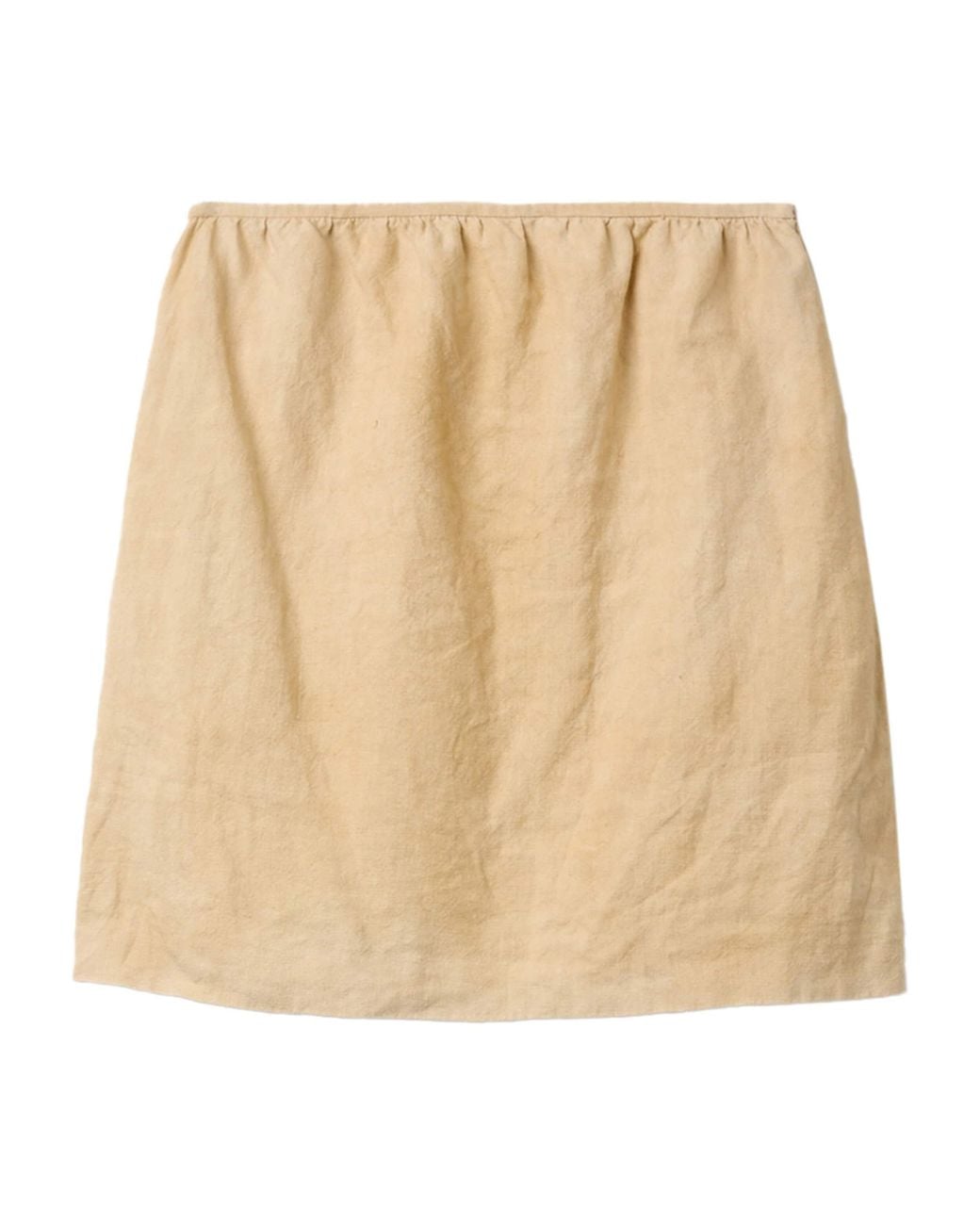 Miu Miu Natural Linen Frayed-Logo Mini Skirt