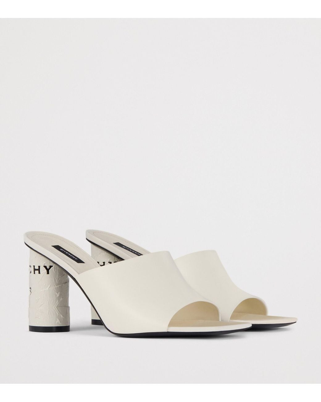 Givenchy White Leather Tape Heeled Mules 85