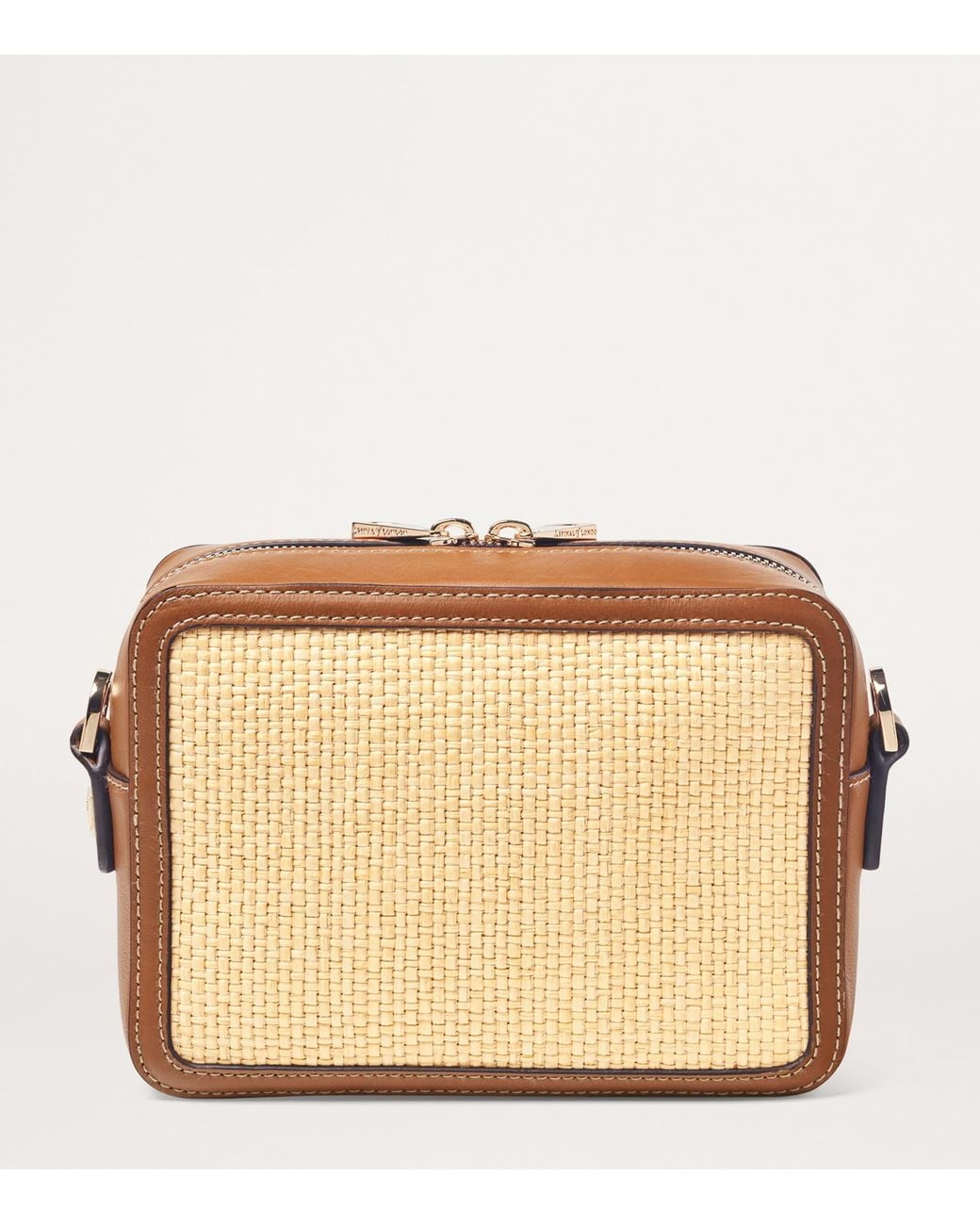 Aspinal Brown Leather Woven Camera Bag