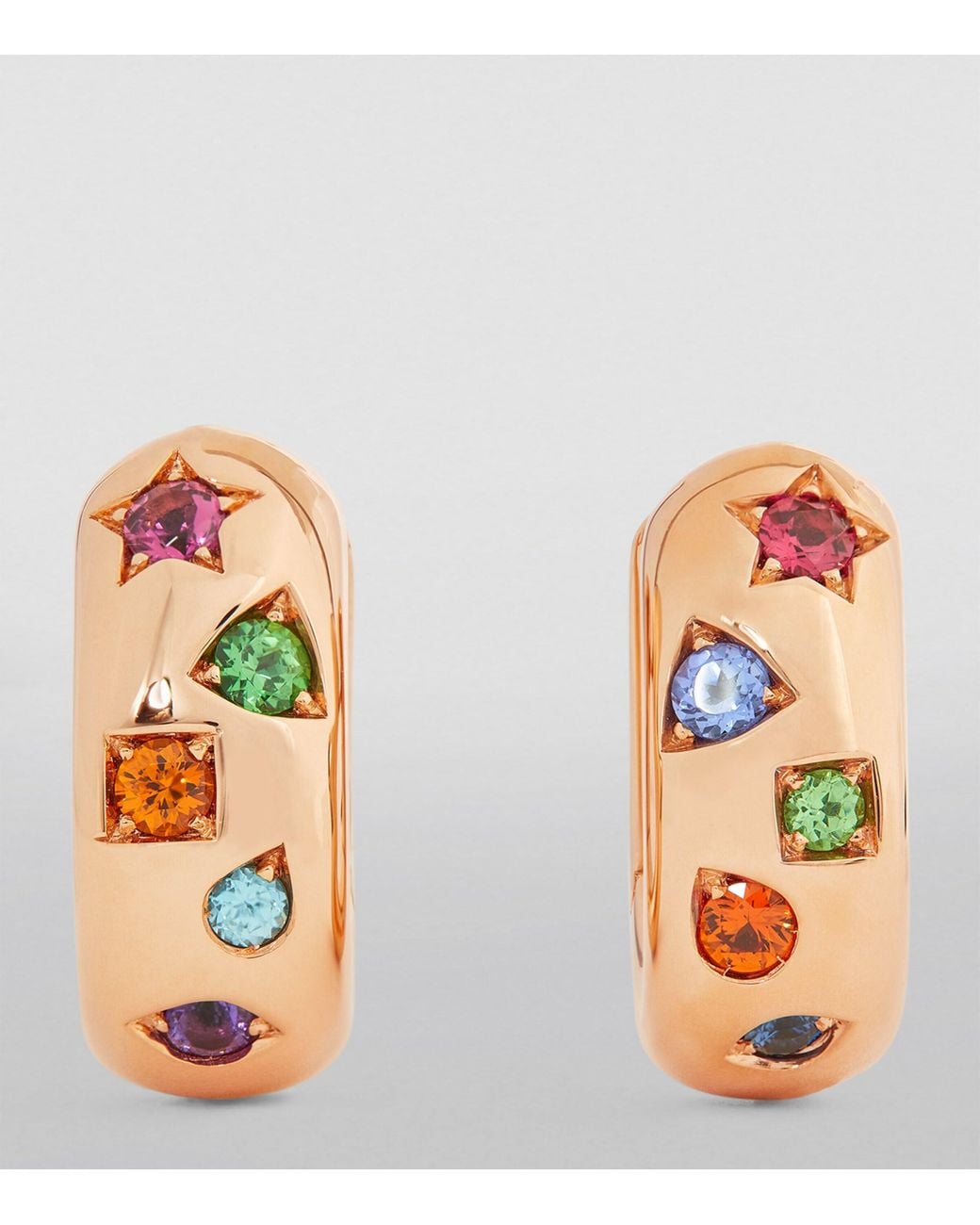 Pomellato Metallic Rose And Multicoloured Gemstone Iconica Earrings