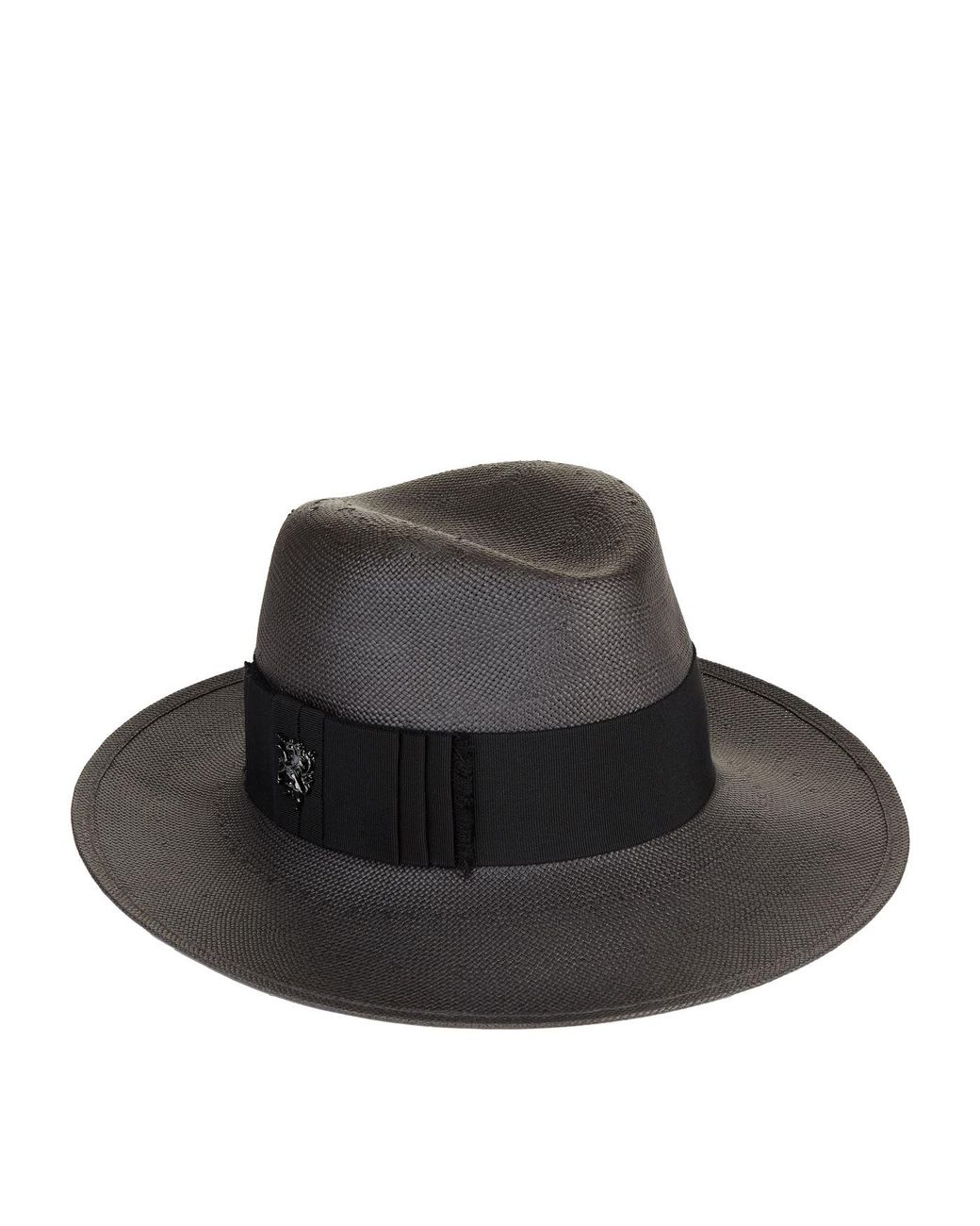 Philip Treacy Straw Trilby Hat in Grey 