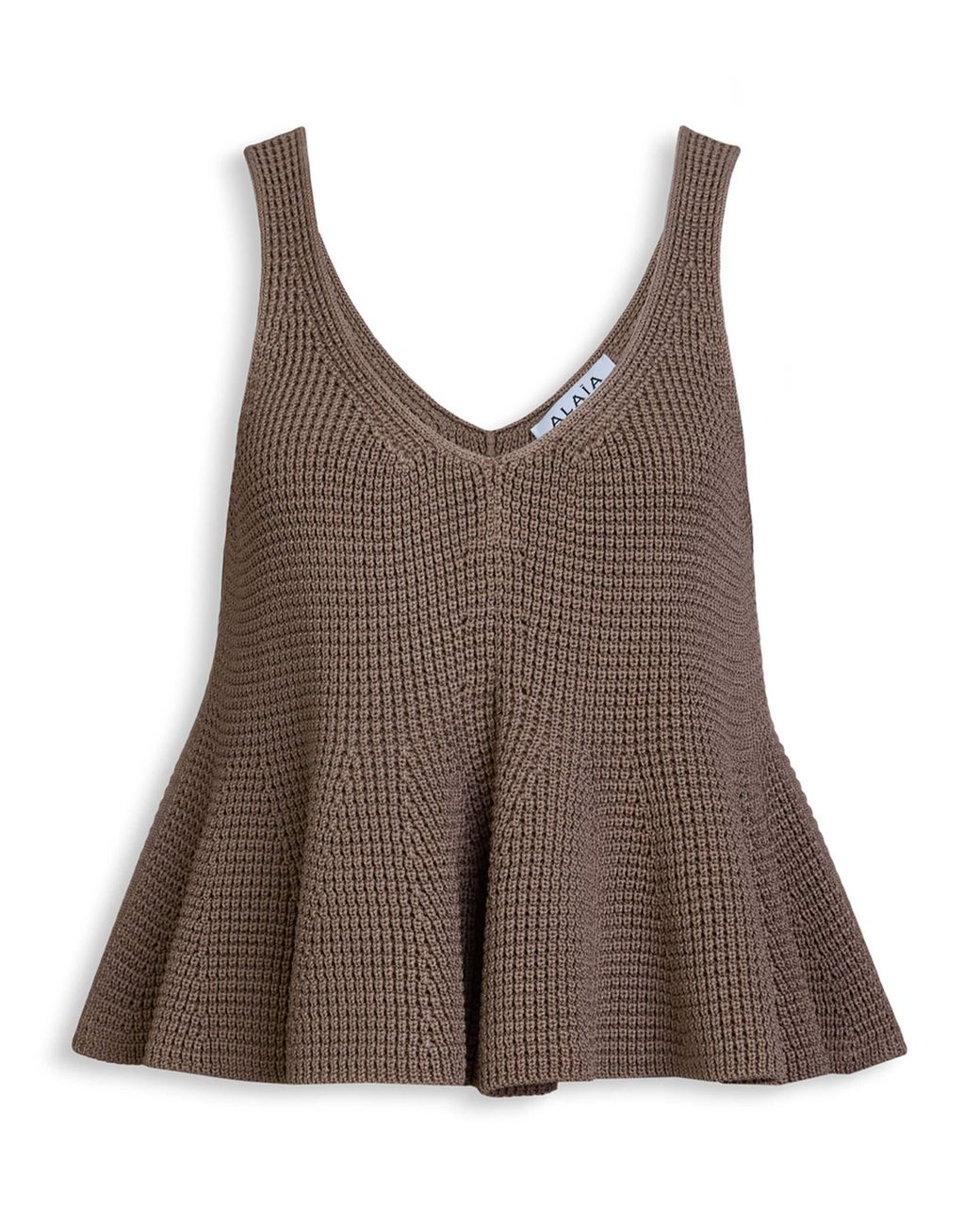 Alaïa Brown Silk Knit Peplum Top