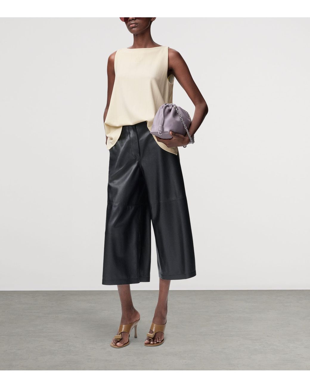 Loewe Gray Nappa Lambskin Cropped Trousers