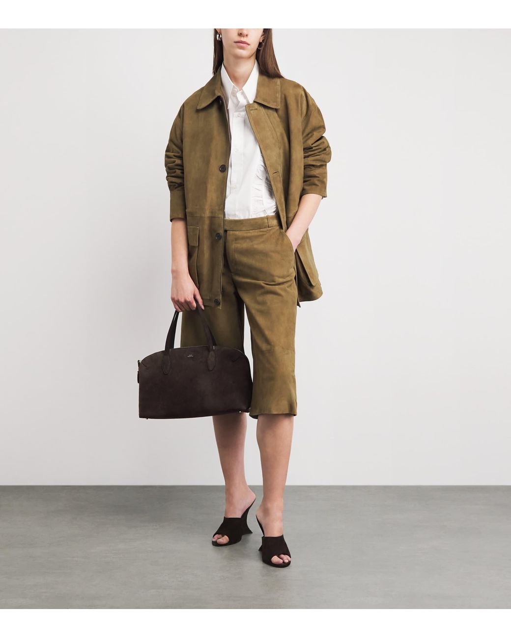 Arma Green Lamb Suede Tailored Shorts