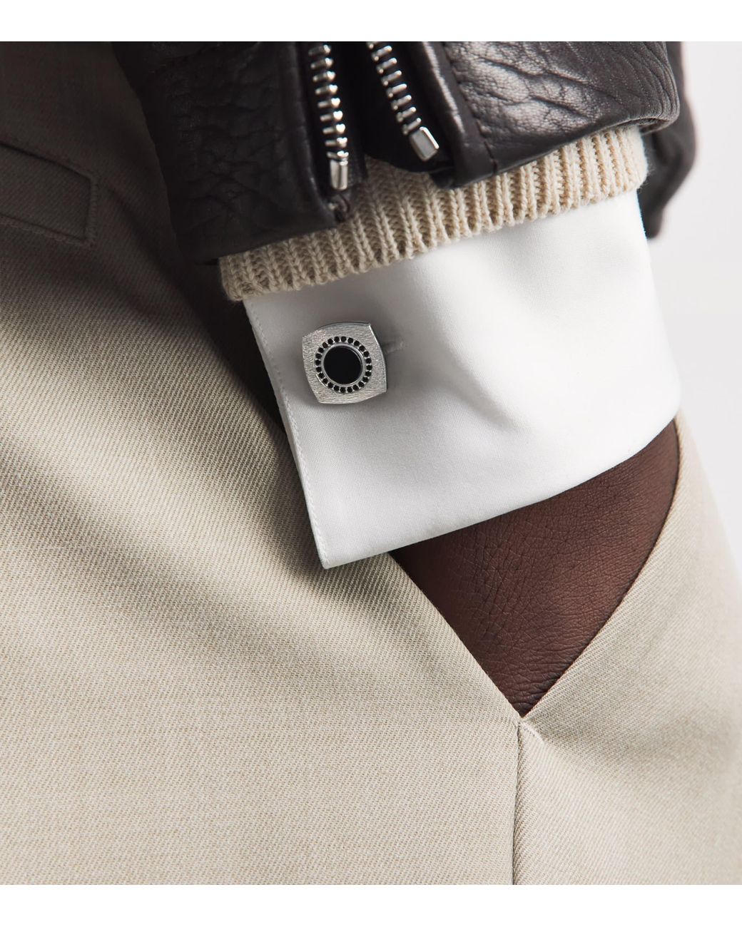 Tateossian Black Rhodium-Plated Graffiato Rounded Square Cufflinks for men