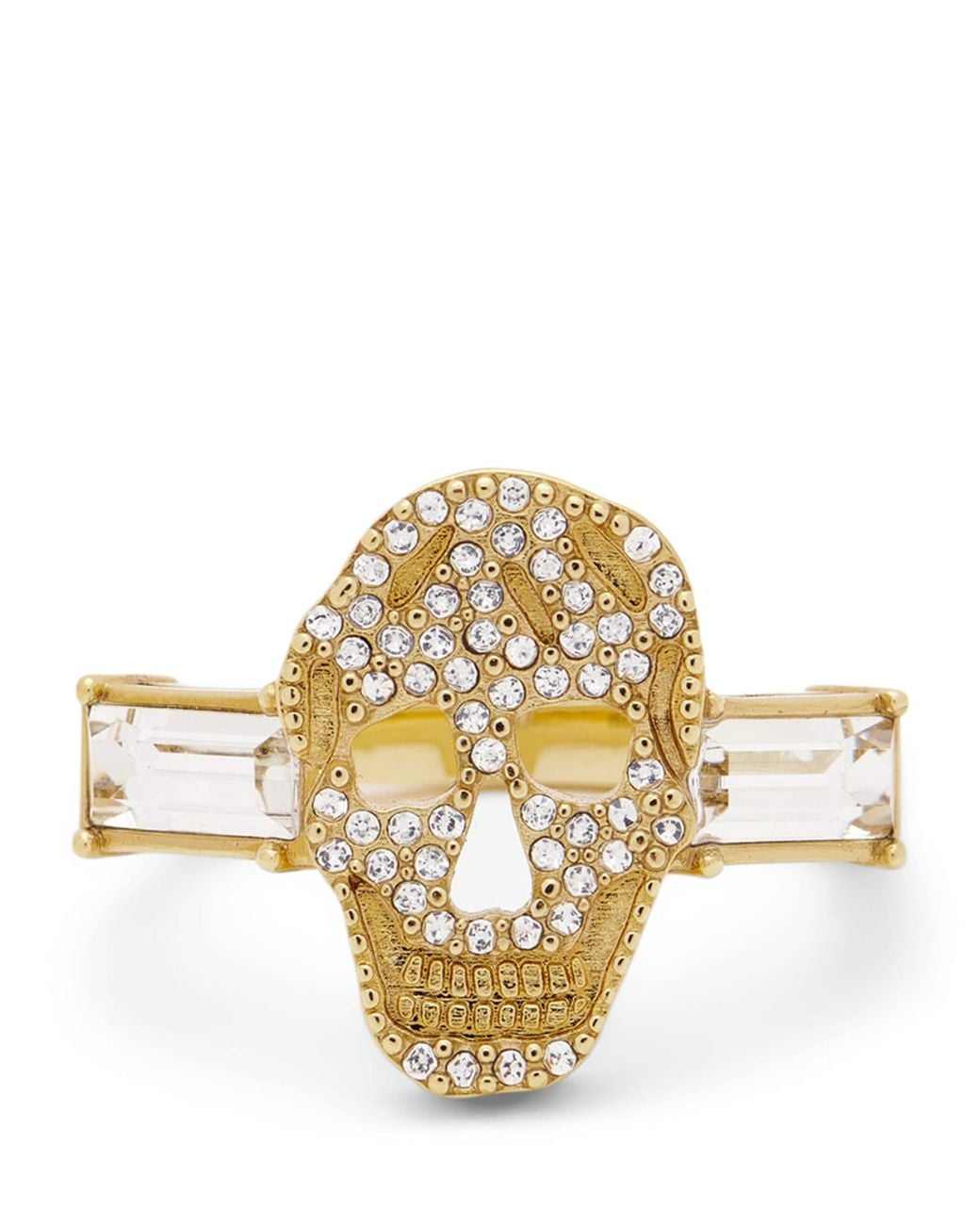 McQueen Metallic Pavé Skull Ring for men