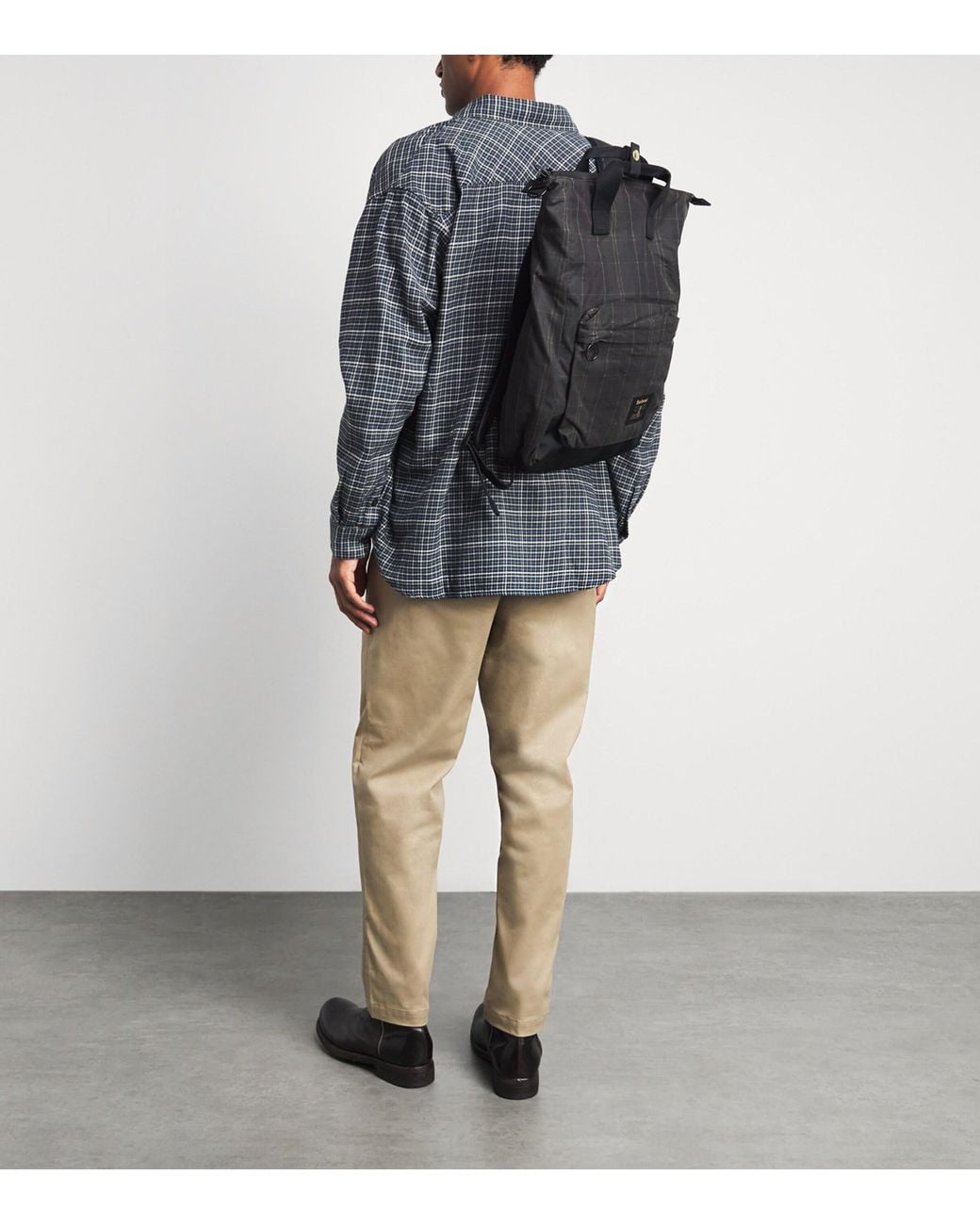 Barbour Black Waxed Cotton Field Backpack for men