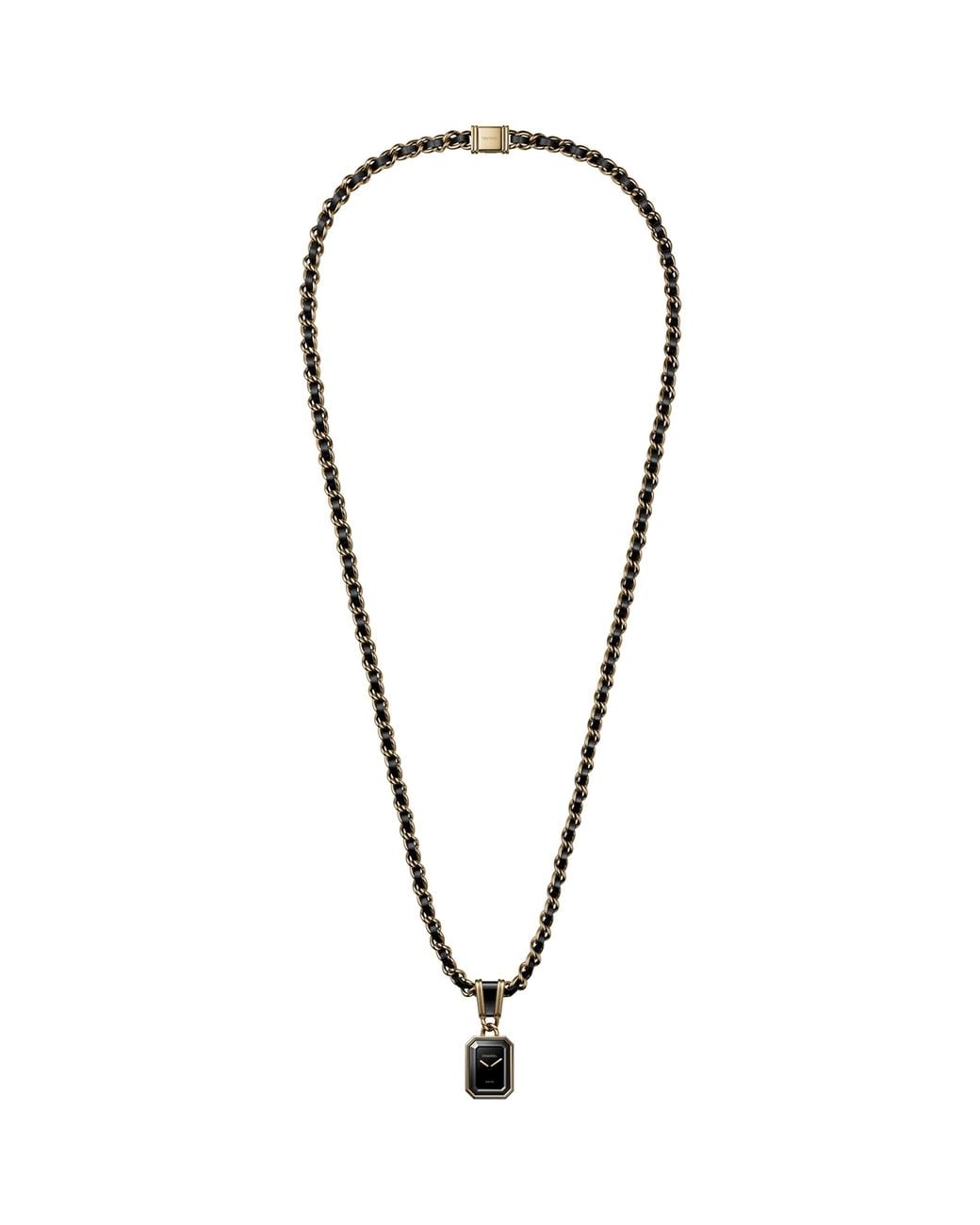 Chanel Metallic And Leather Première Iconic Chain Necklace Watch