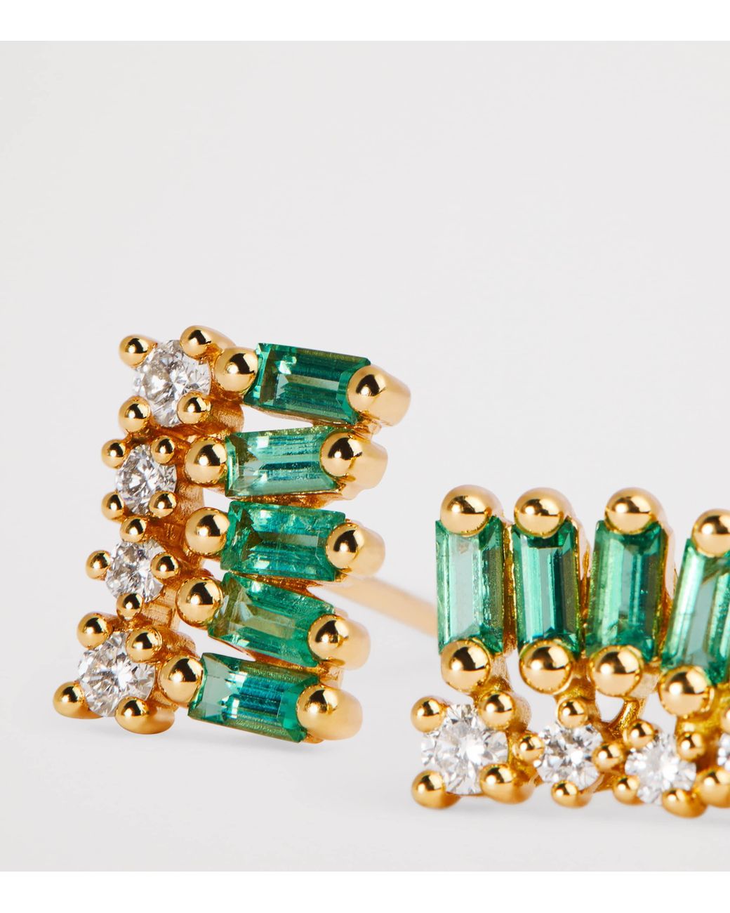 Suzanne Kalan Green Diamond And Emerald Short Stack Stud Earrings