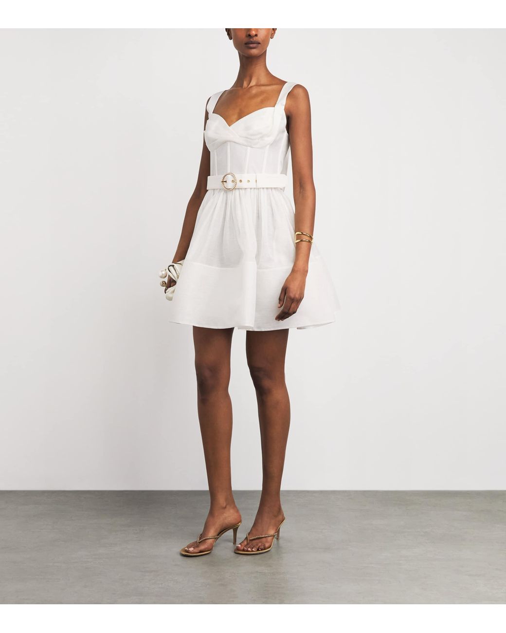 Zimmermann White Linen-Silk Belted Mini Dress