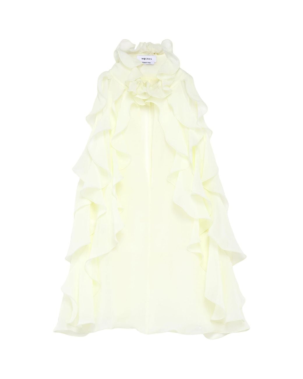 McQueen White Silk Ruffle Blouse